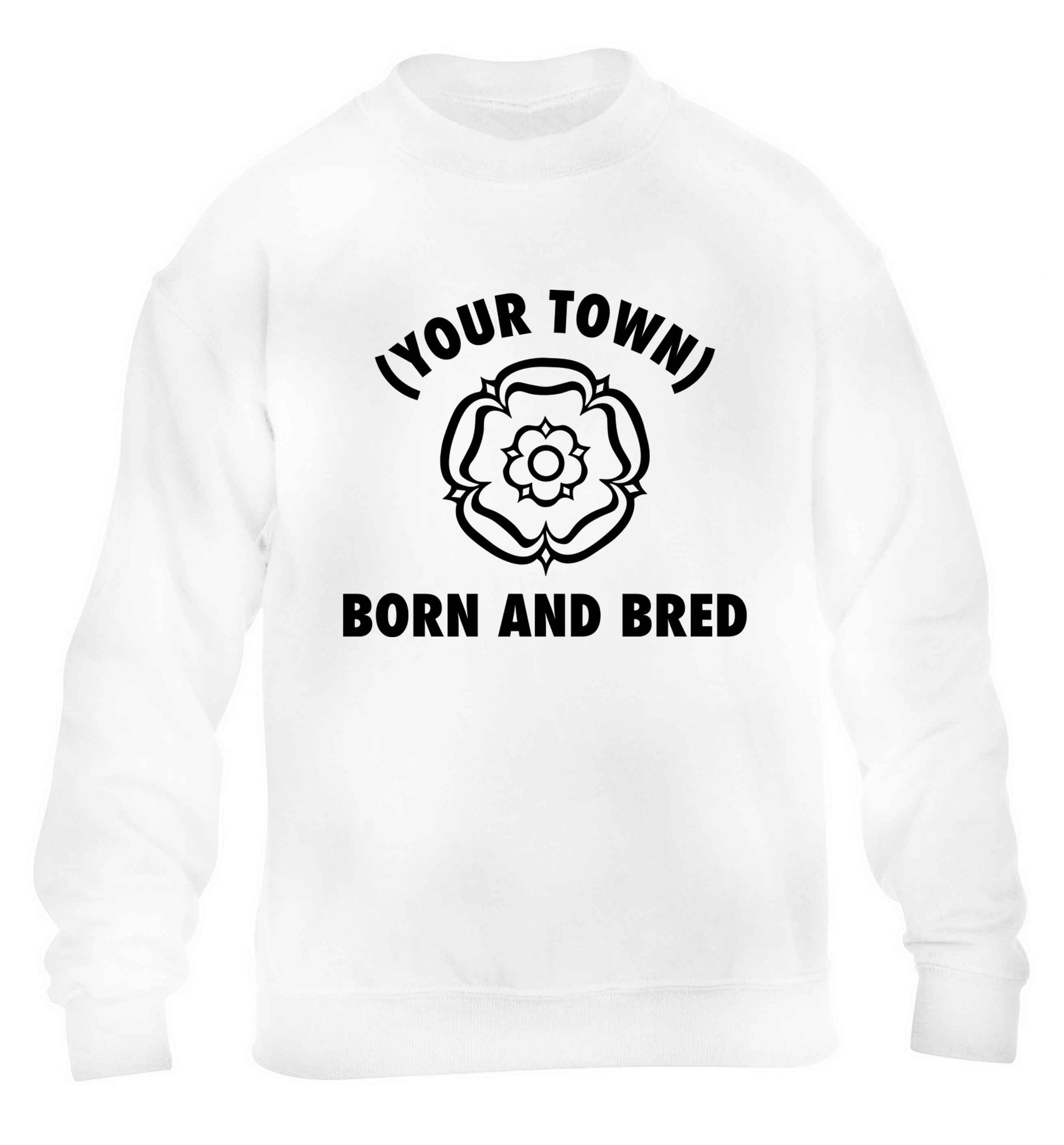 Personalised born and bred children's white sweater 12-13 Years