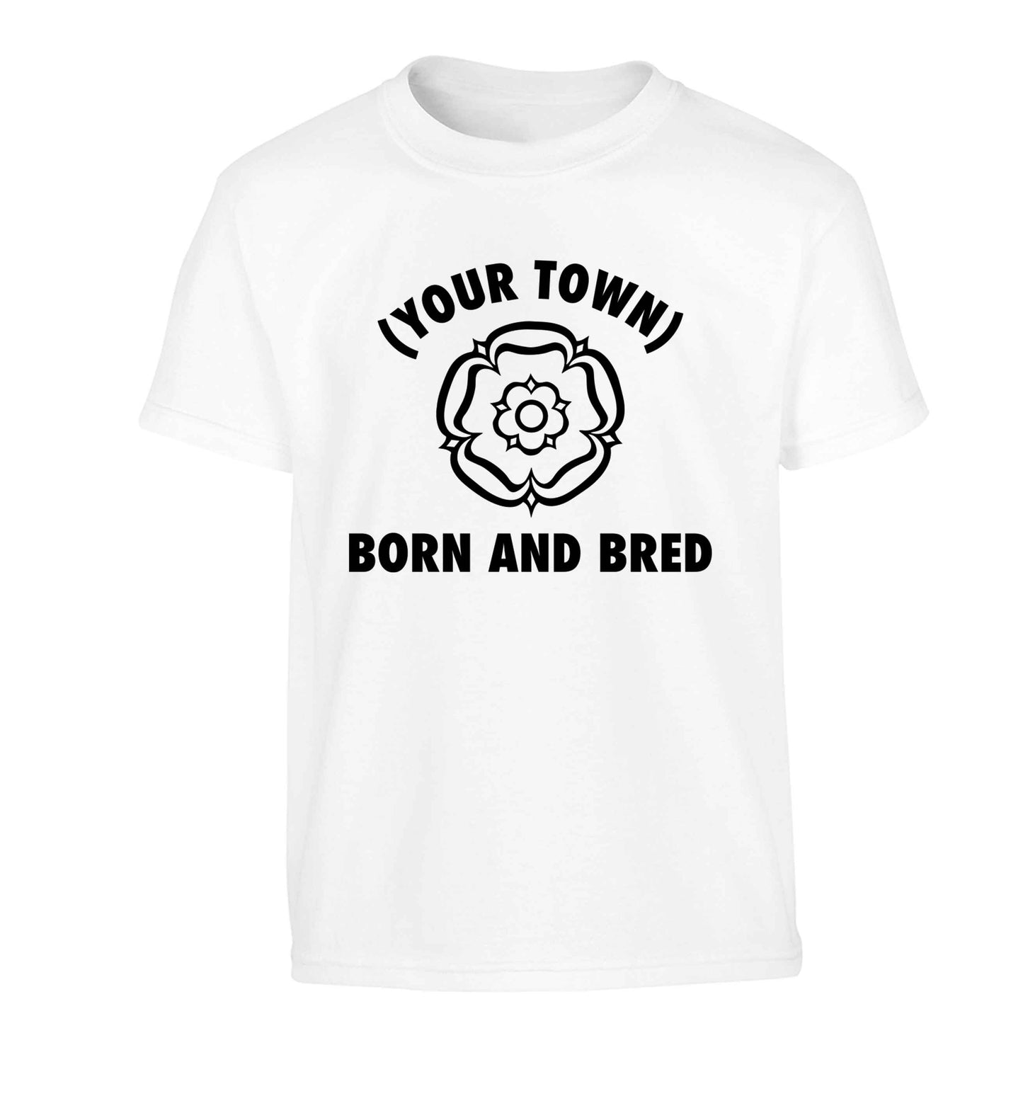 Personalised born and bred Children's white Tshirt 12-13 Years