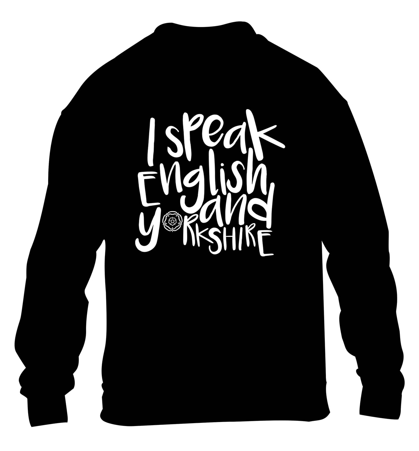 I speak English and Yorkshire children's black sweater 12-13 Years