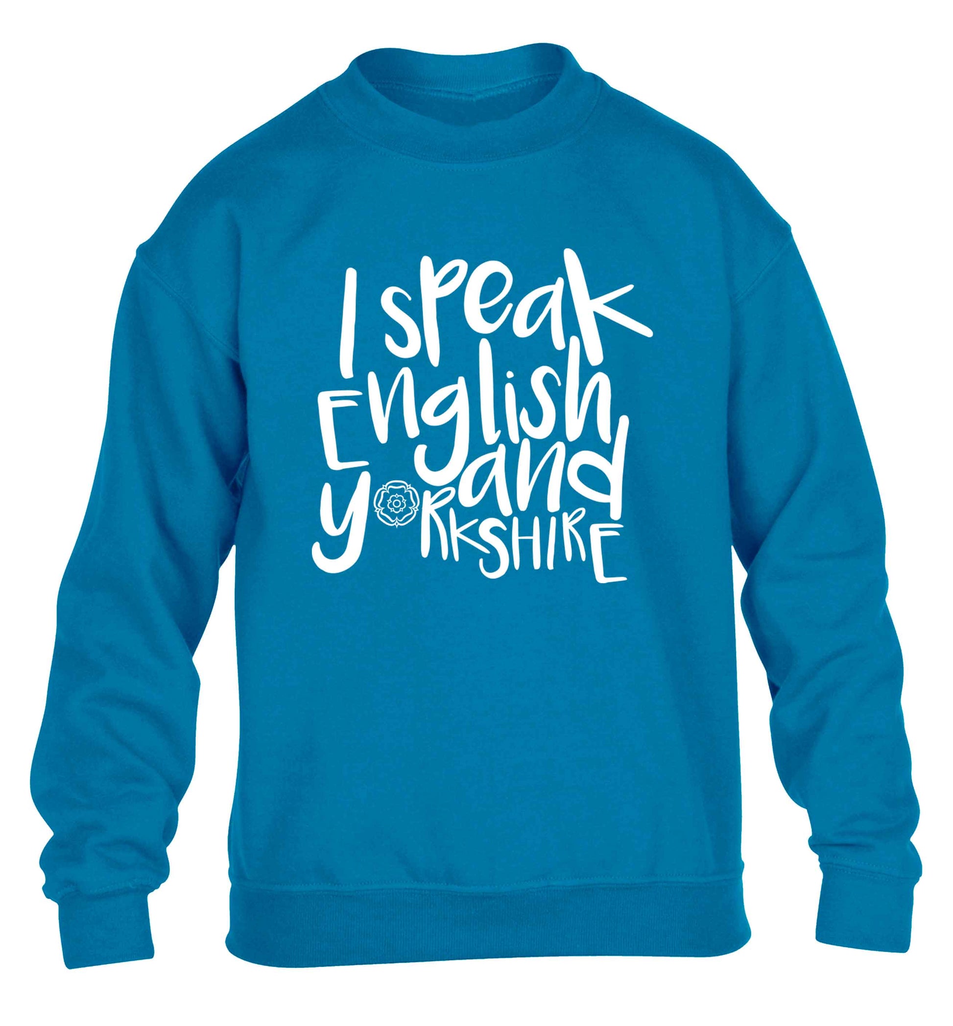 I speak English and Yorkshire children's blue sweater 12-13 Years