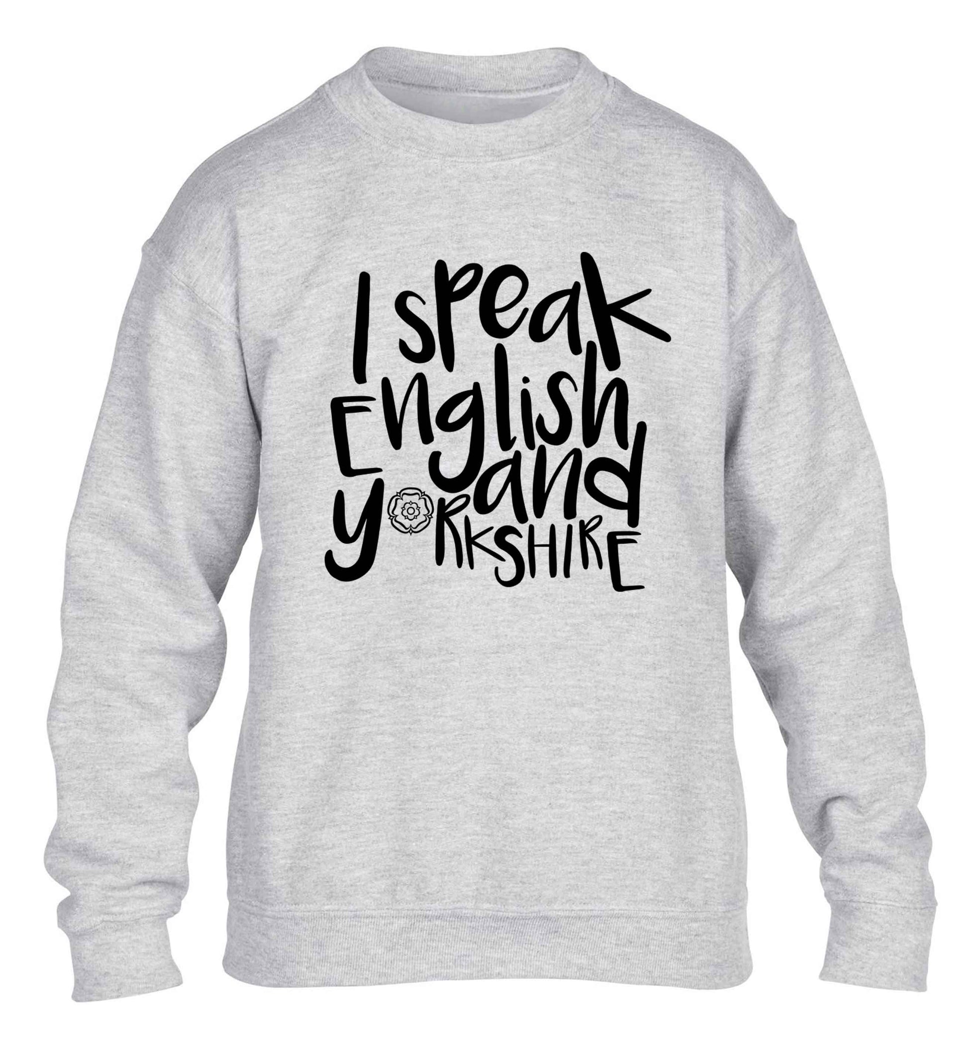 I speak English and Yorkshire children's grey sweater 12-13 Years