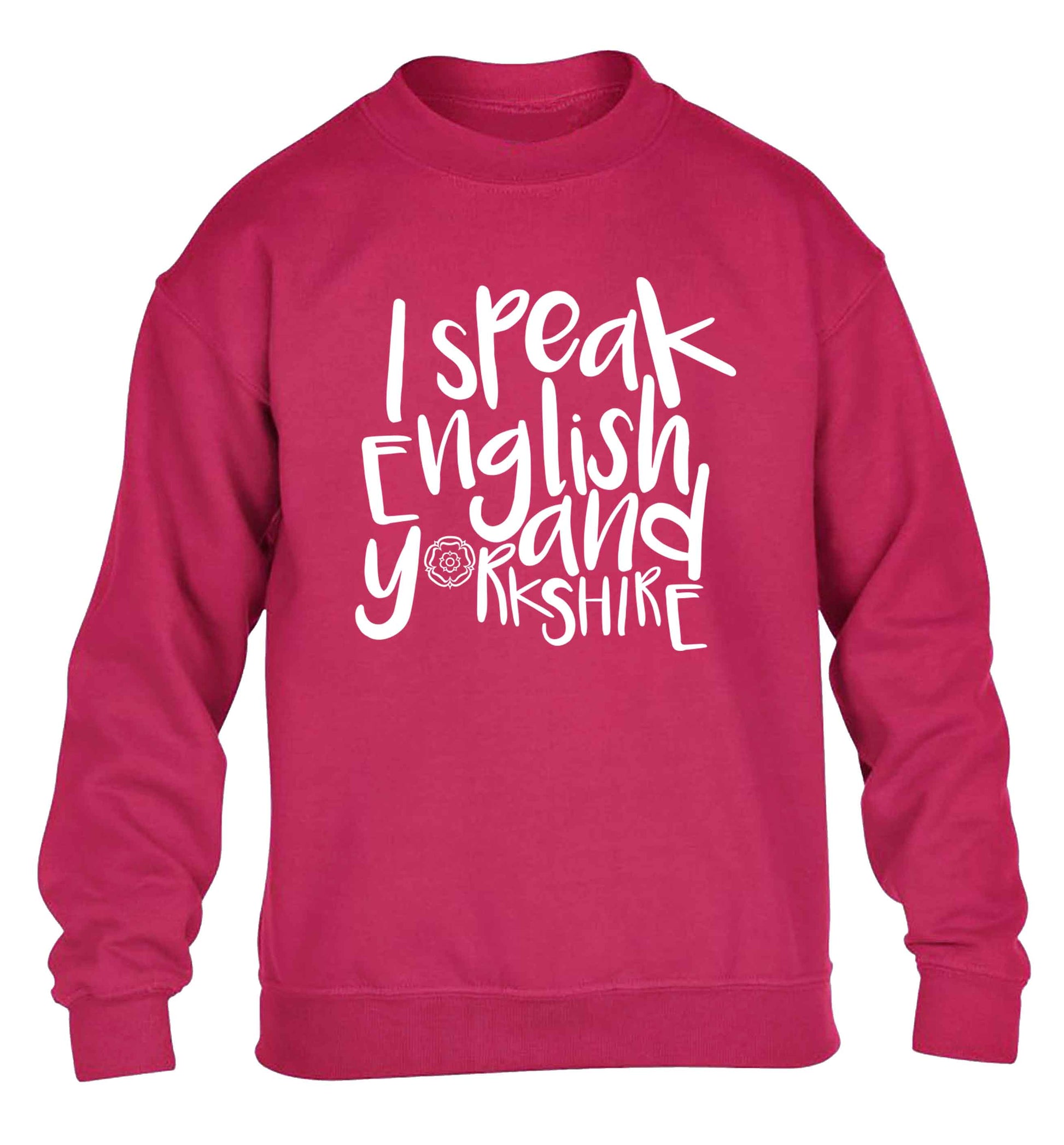 I speak English and Yorkshire children's pink sweater 12-13 Years