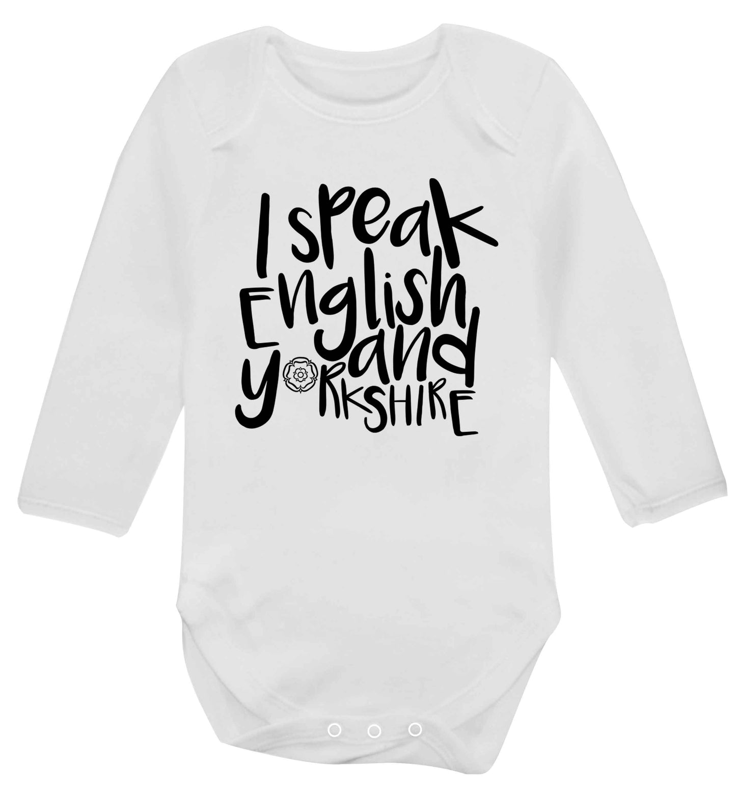 I speak English and Yorkshire Baby Vest long sleeved white 6-12 months