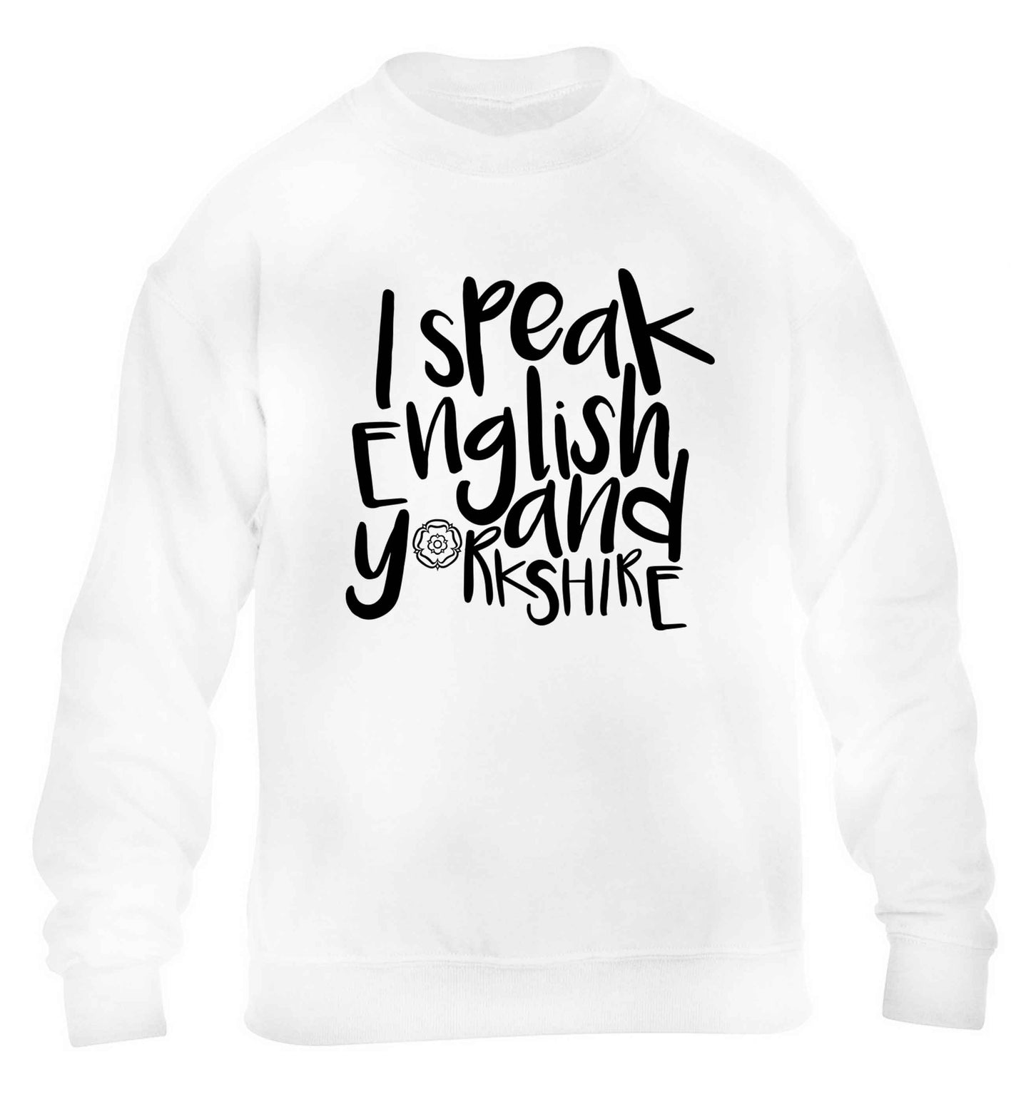 I speak English and Yorkshire children's white sweater 12-13 Years