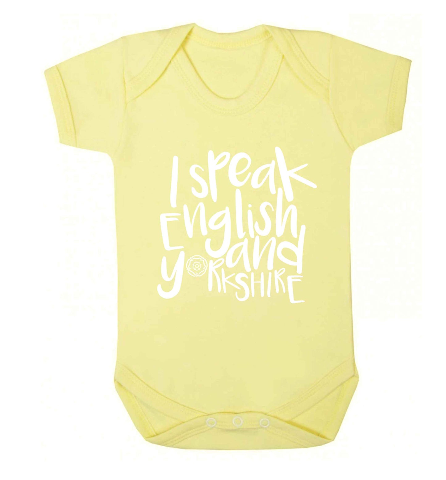 I speak English and Yorkshire Baby Vest pale yellow 18-24 months