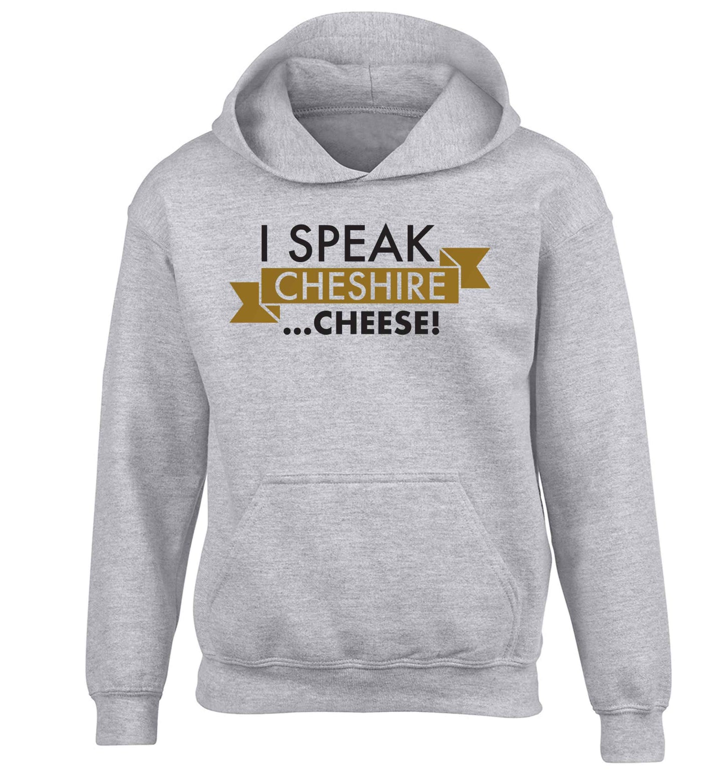 I speak Cheshire cheese children's grey hoodie 12-13 Years
