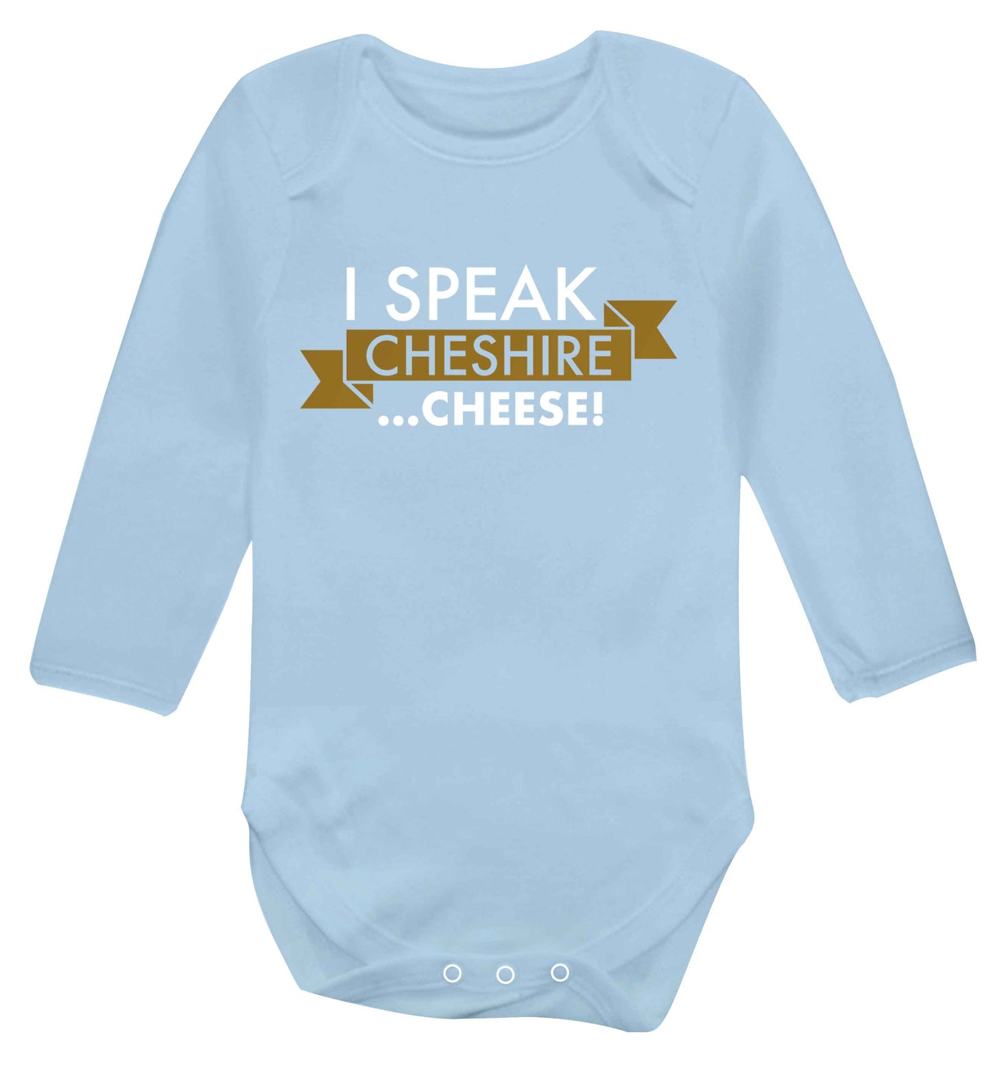 I speak Cheshire cheese Baby Vest long sleeved pale blue 6-12 months