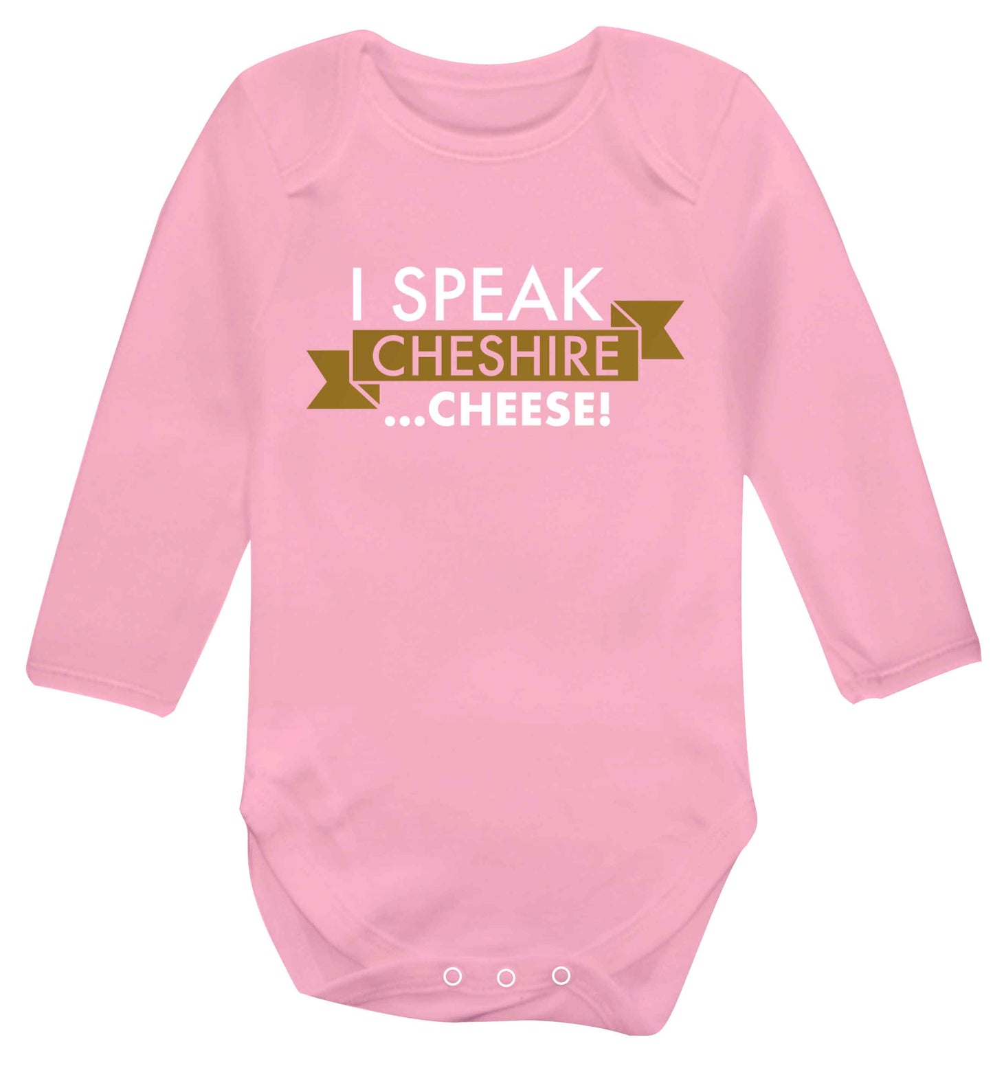I speak Cheshire cheese Baby Vest long sleeved pale pink 6-12 months