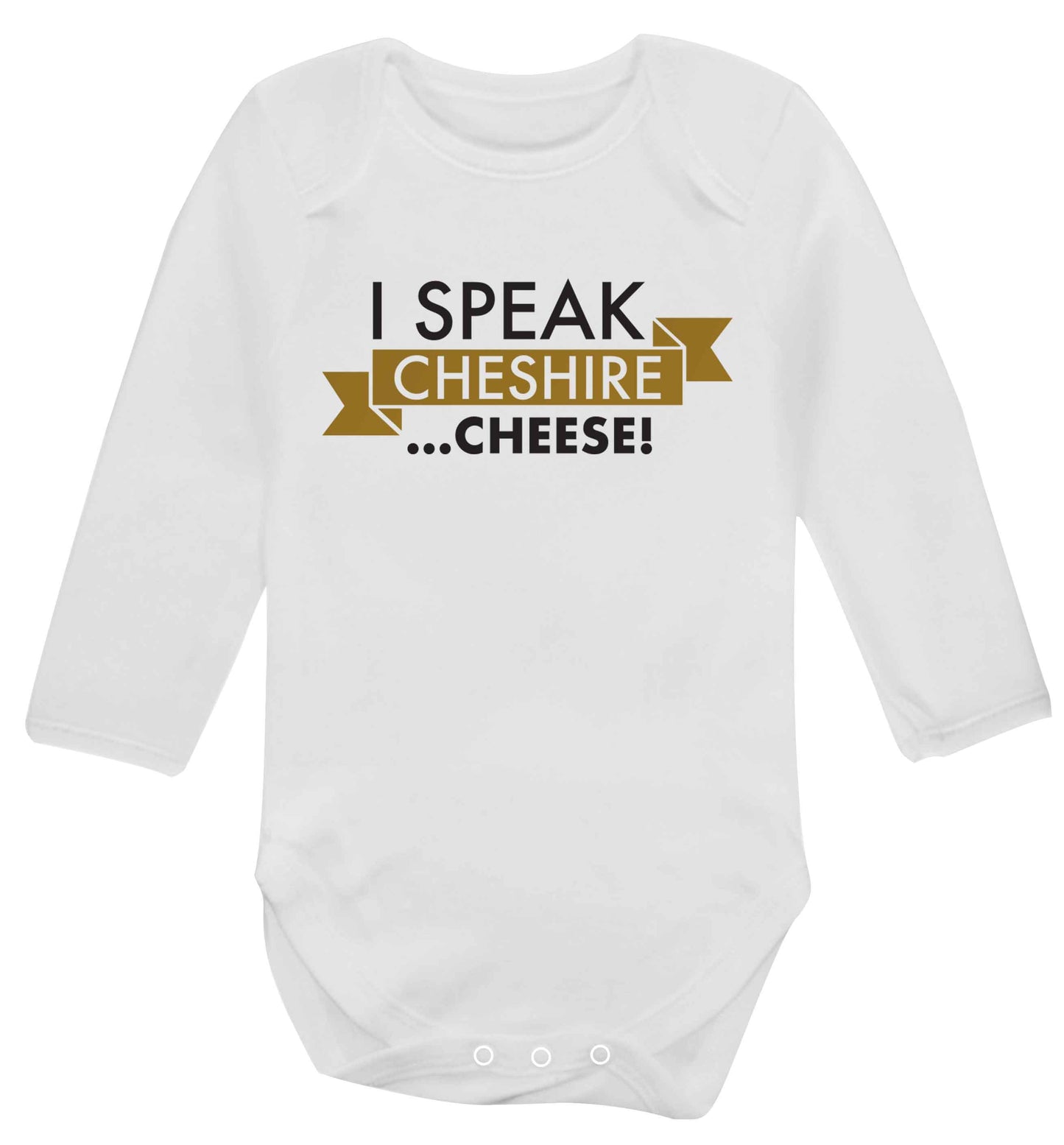 I speak Cheshire cheese Baby Vest long sleeved white 6-12 months