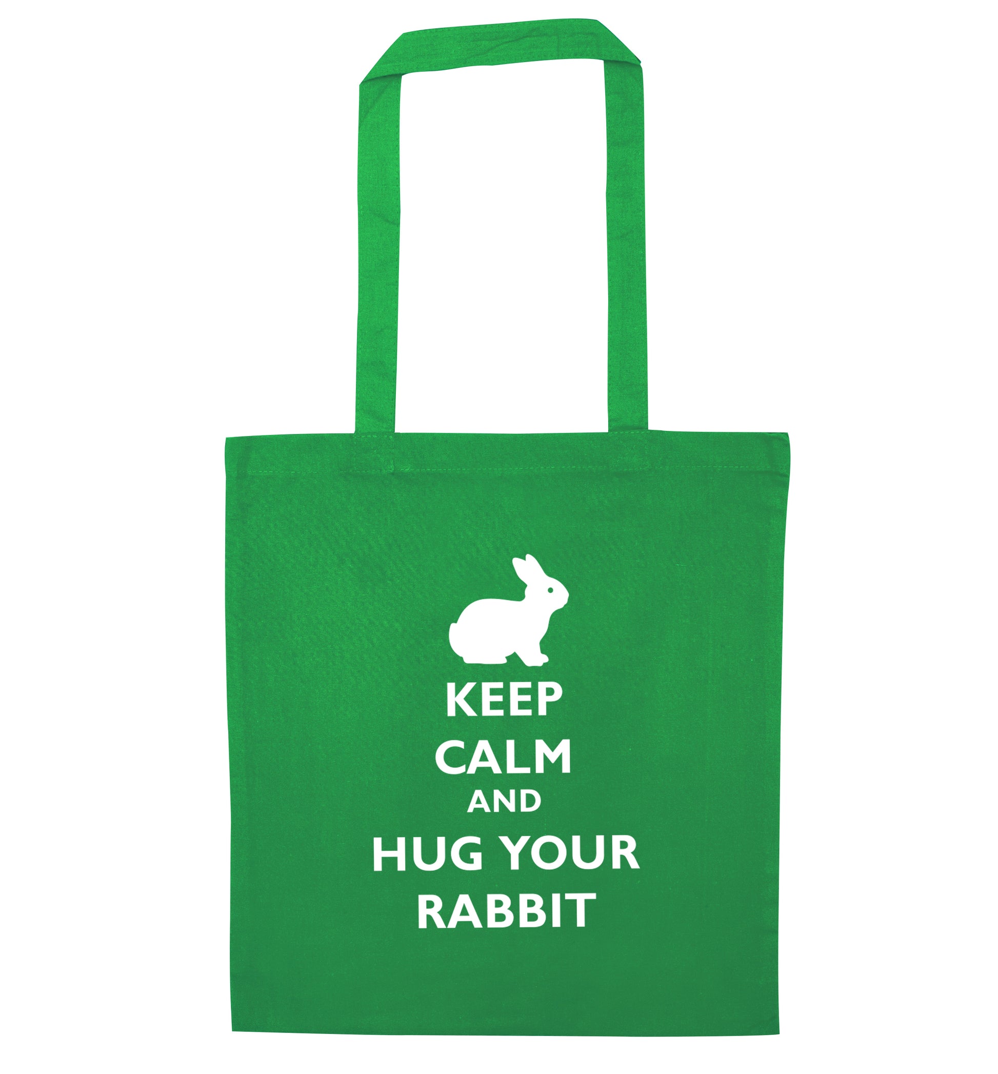 Keep calm and hug your rabbit green tote bag