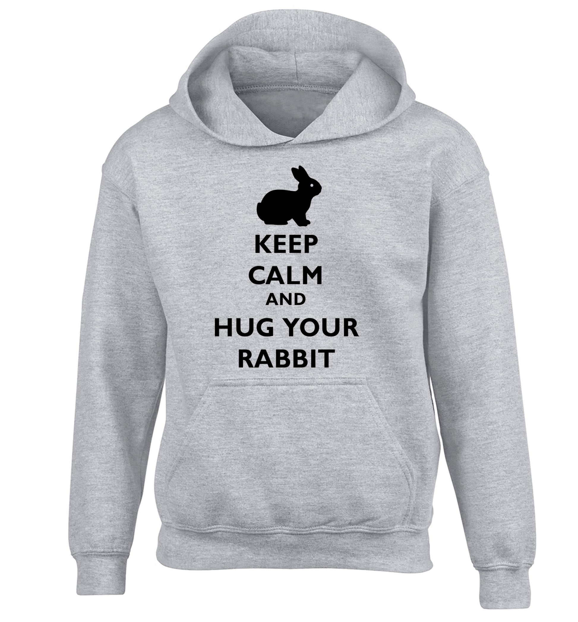 Keep calm and hug your rabbit children's grey hoodie 12-13 Years