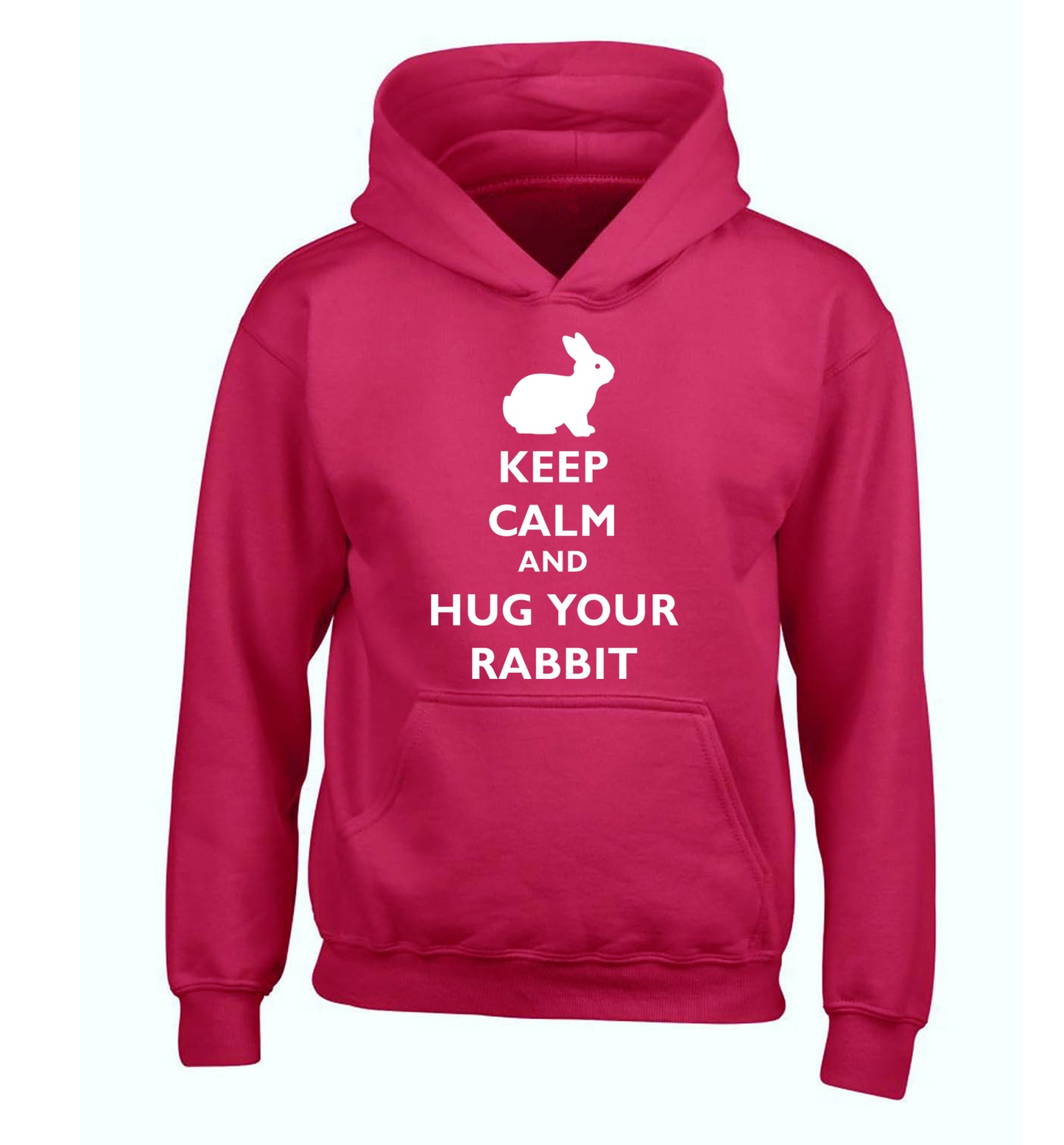 Keep calm and hug your rabbit children's pink hoodie 12-13 Years