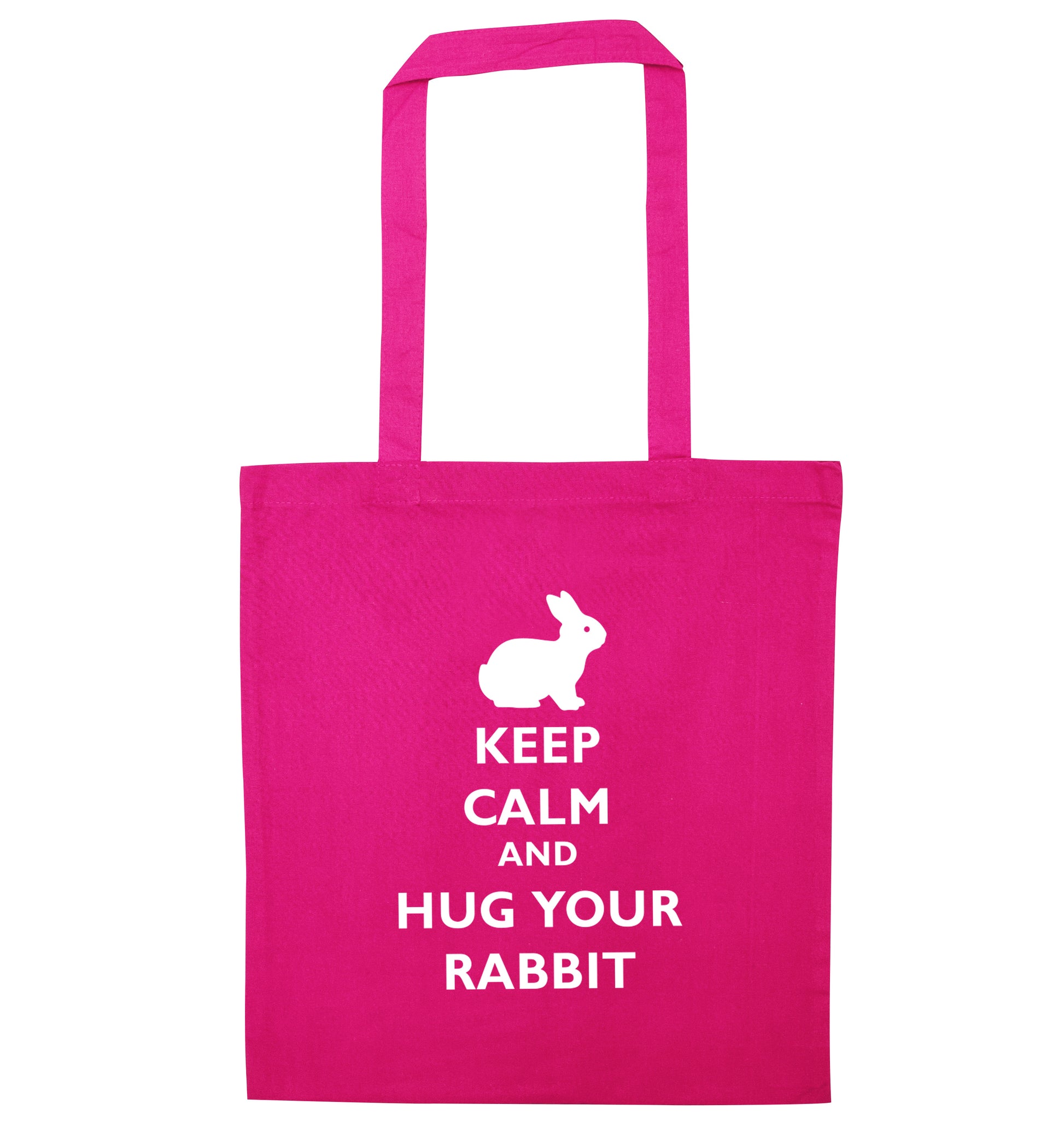 Keep calm and hug your rabbit pink tote bag
