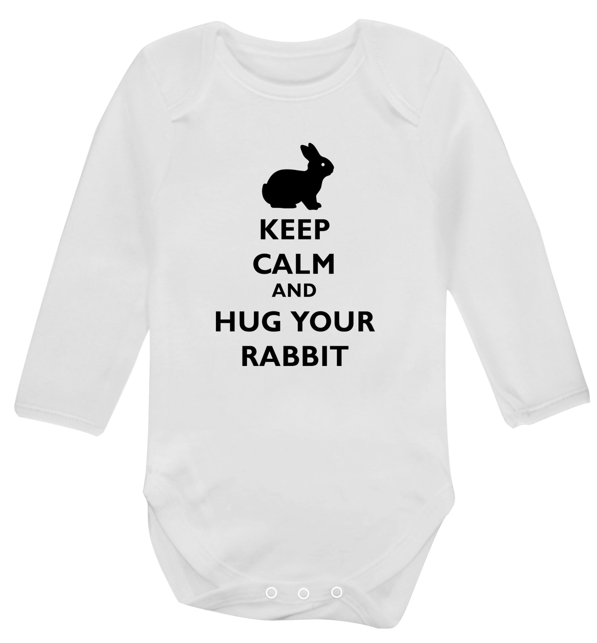 Keep calm and hug your rabbit Baby Vest long sleeved white 6-12 months