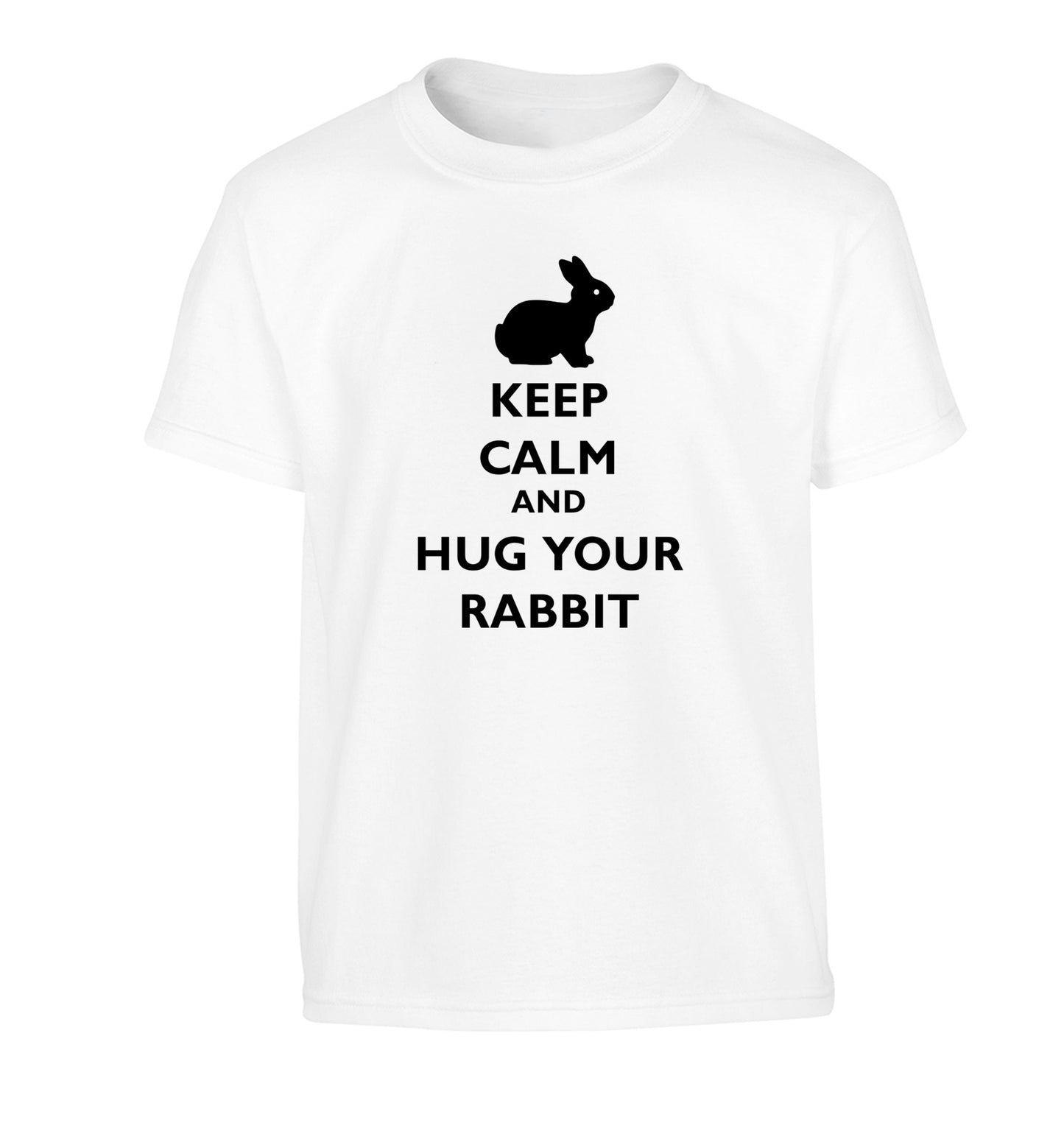 Keep calm and hug your rabbit Children's white Tshirt 12-13 Years