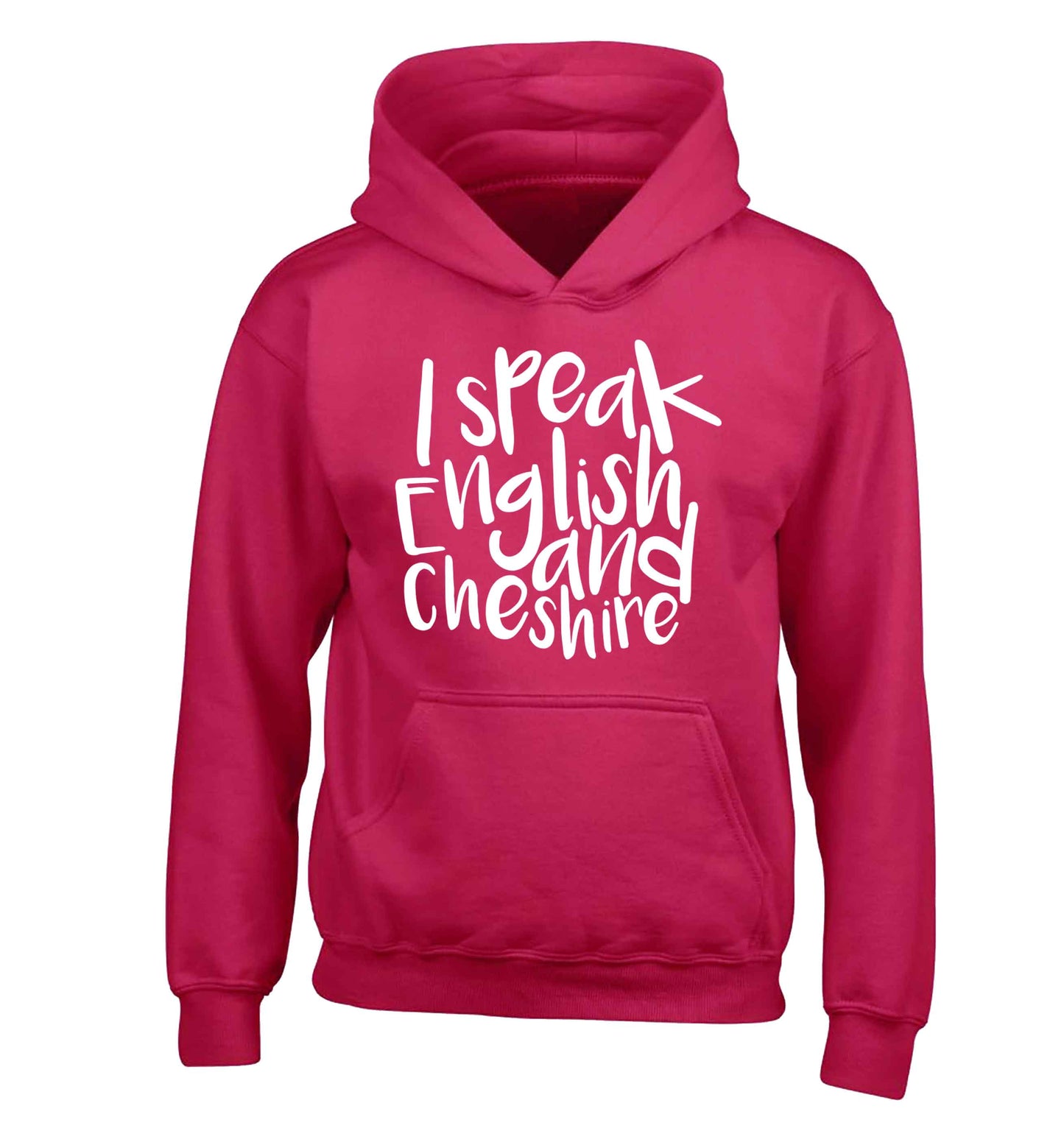 I speak English and Cheshire children's pink hoodie 12-13 Years