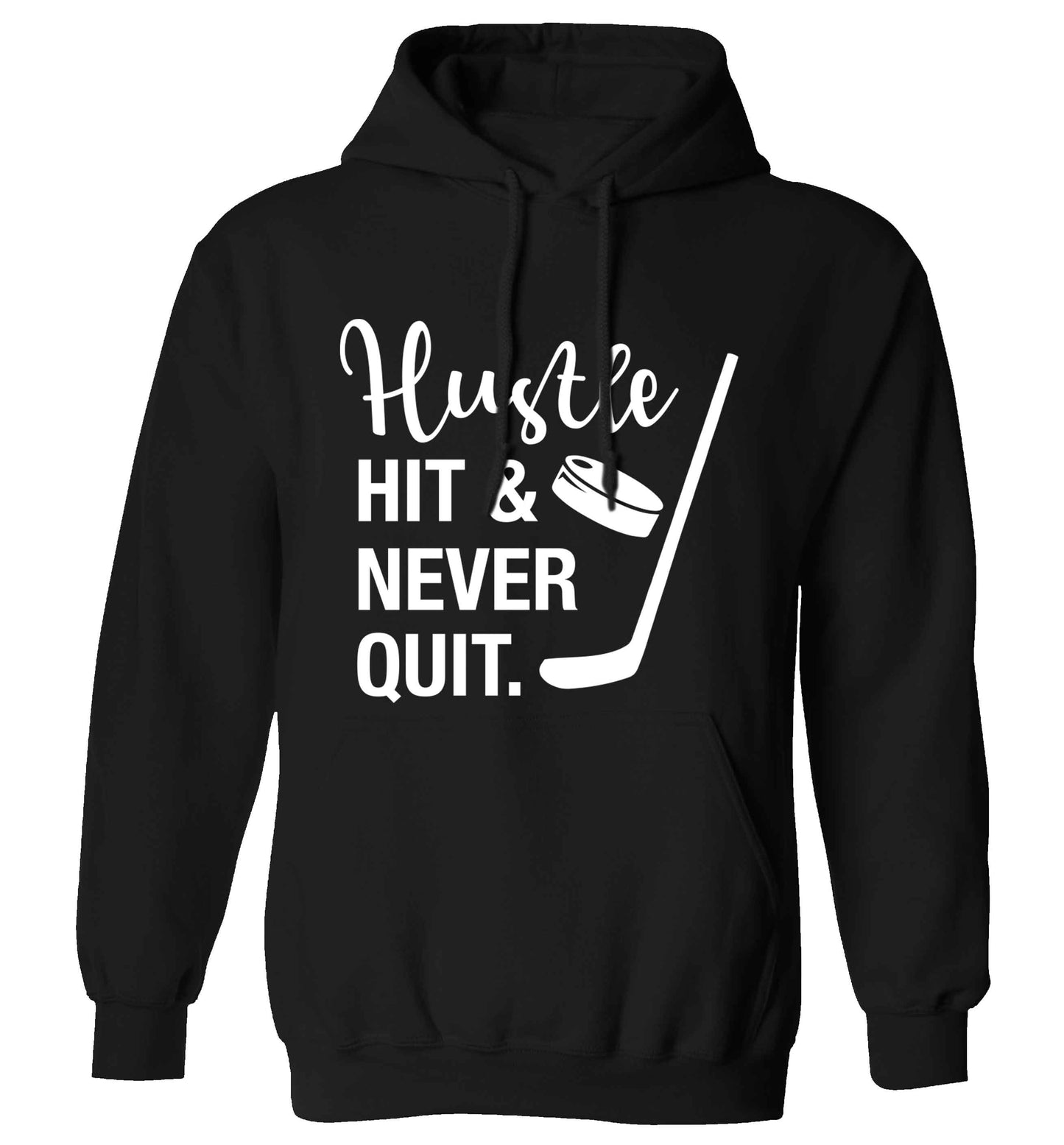 Hustle hit and never quit adults unisex black hoodie 2XL