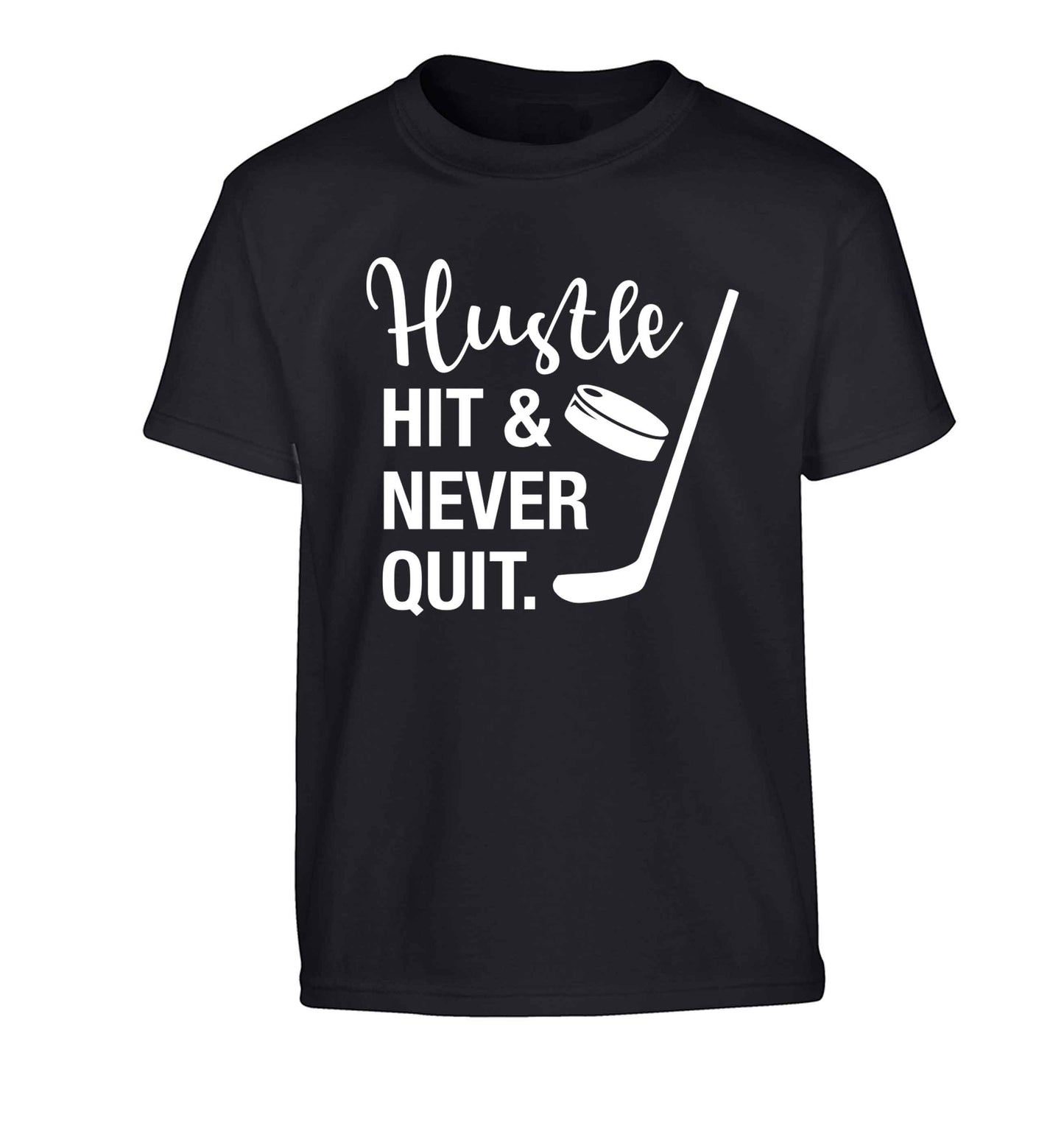 Hustle hit and never quit Children's black Tshirt 12-13 Years