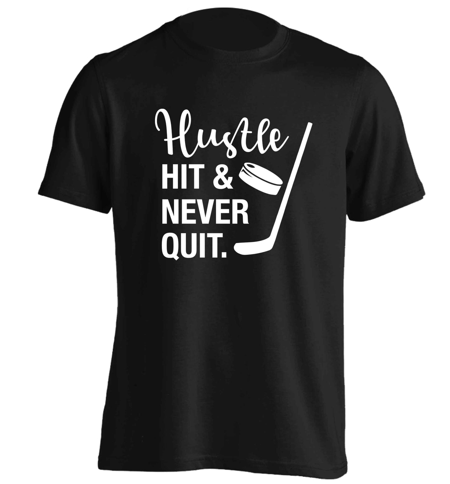 Hustle hit and never quit adults unisex black Tshirt 2XL