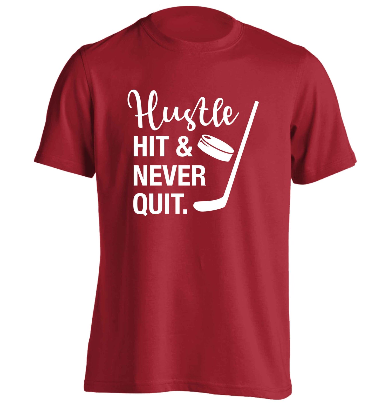 Hustle hit and never quit adults unisex red Tshirt 2XL