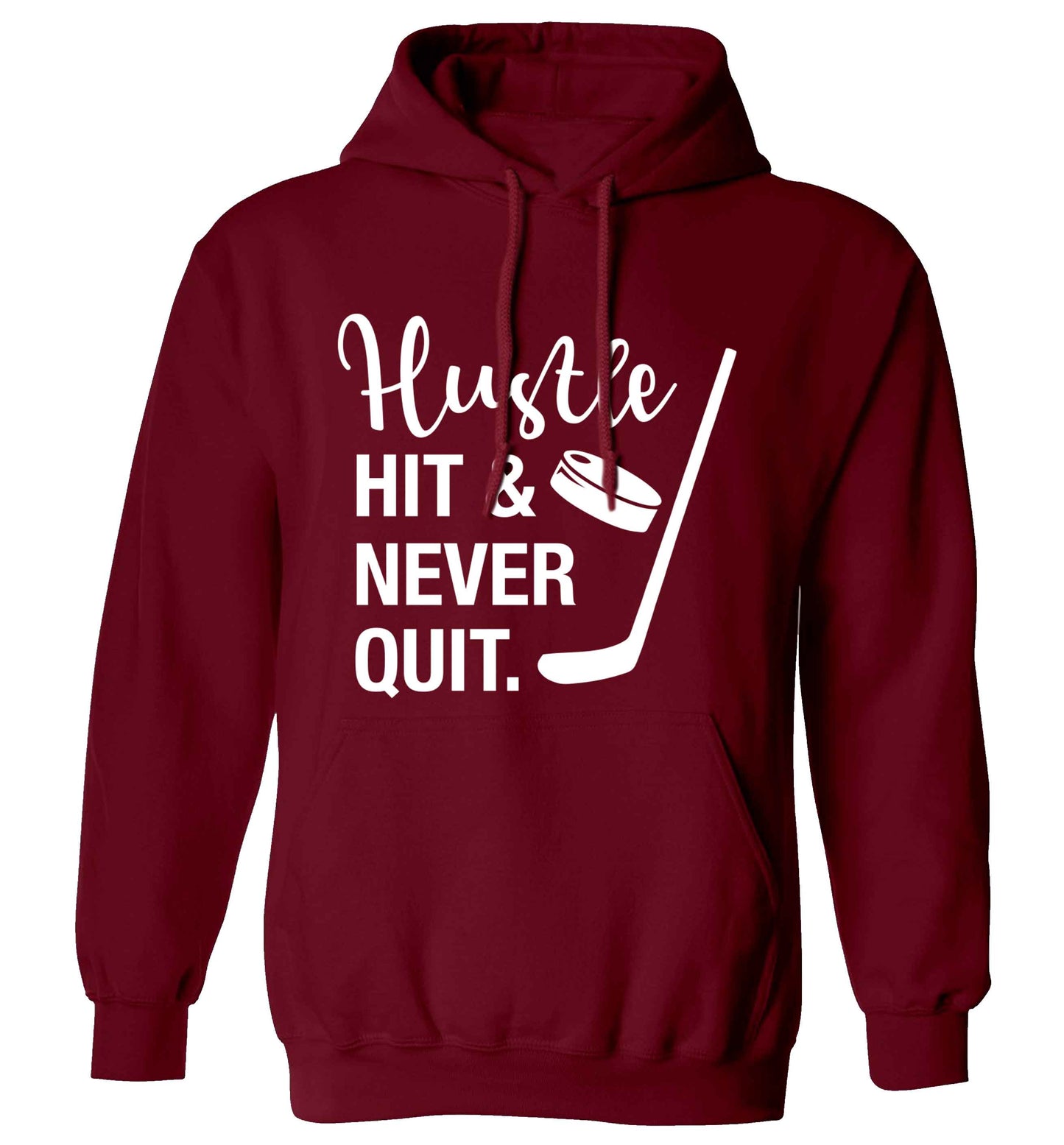 Hustle hit and never quit adults unisex maroon hoodie 2XL