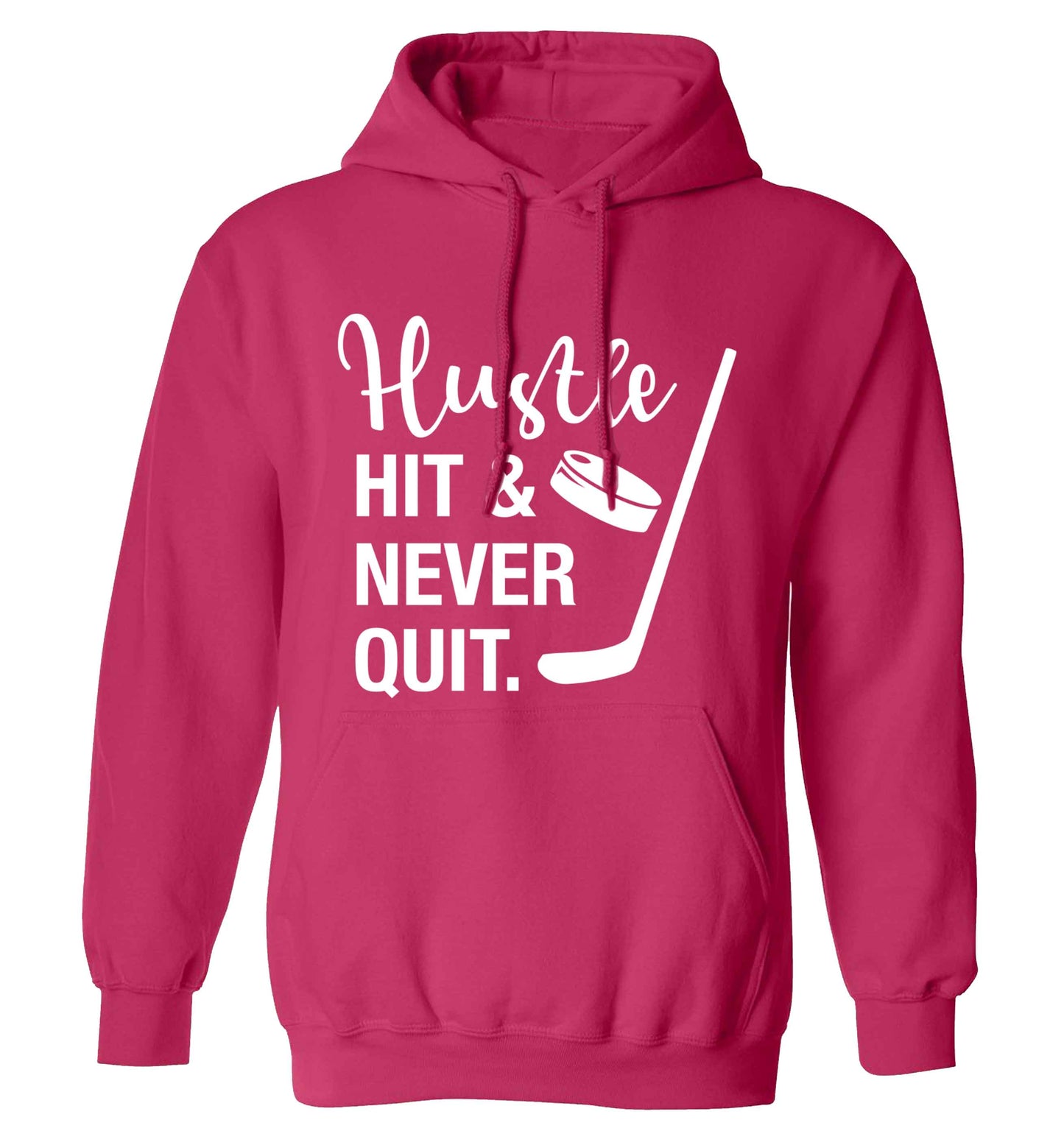 Hustle hit and never quit adults unisex pink hoodie 2XL