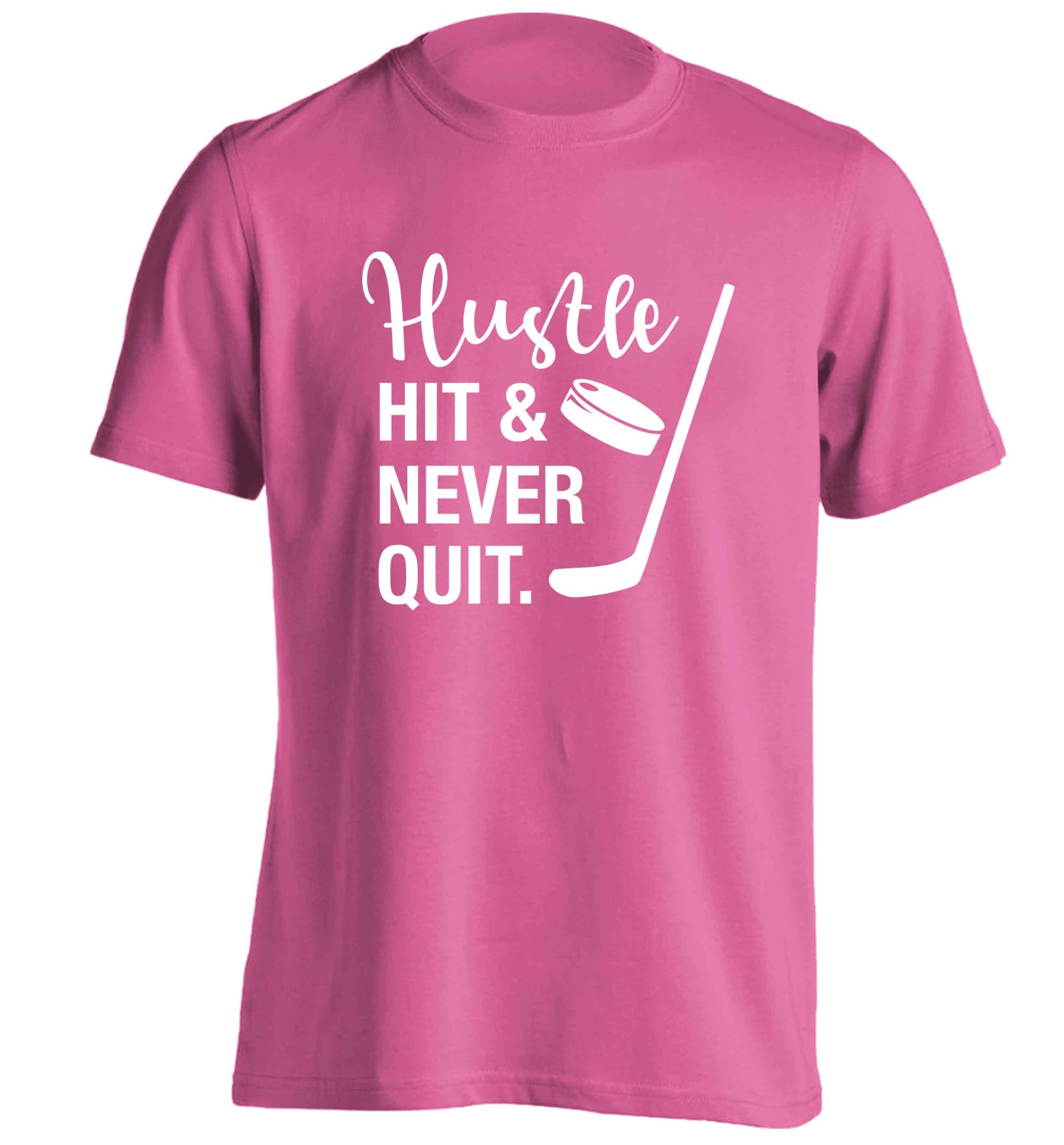 Hustle hit and never quit adults unisex pink Tshirt 2XL