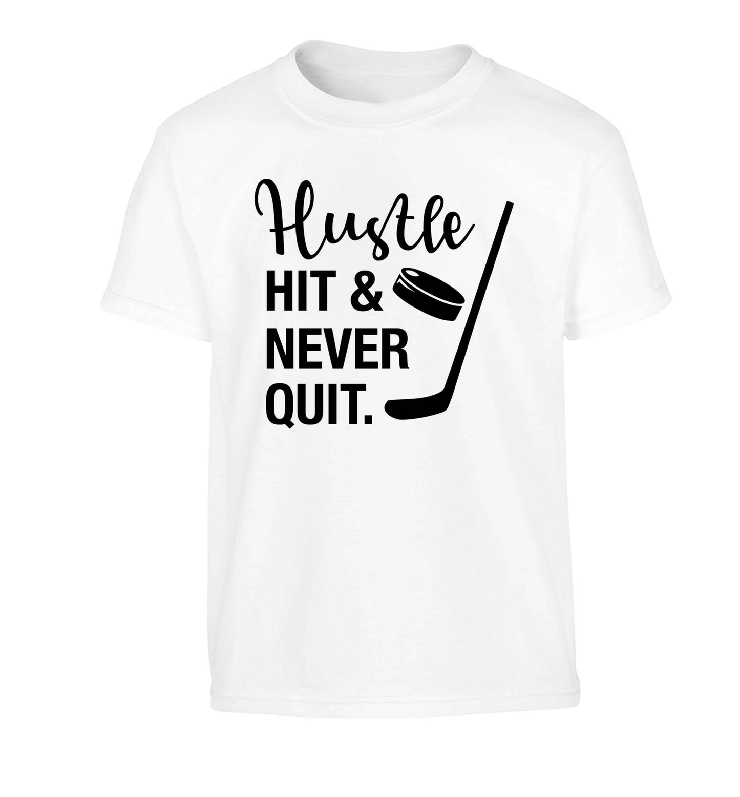 Hustle hit and never quit Children's white Tshirt 12-13 Years