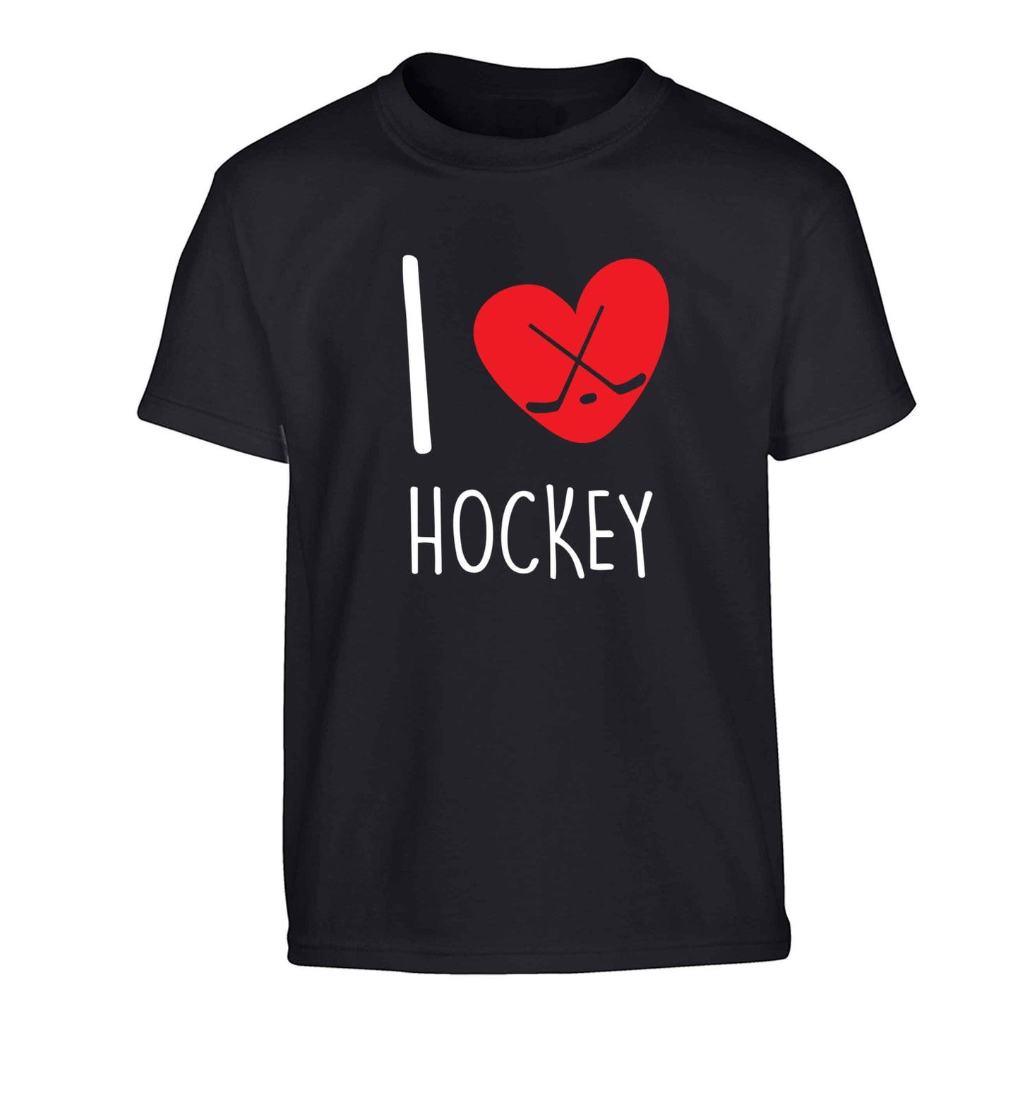 I love hockey Children's black Tshirt 12-13 Years
