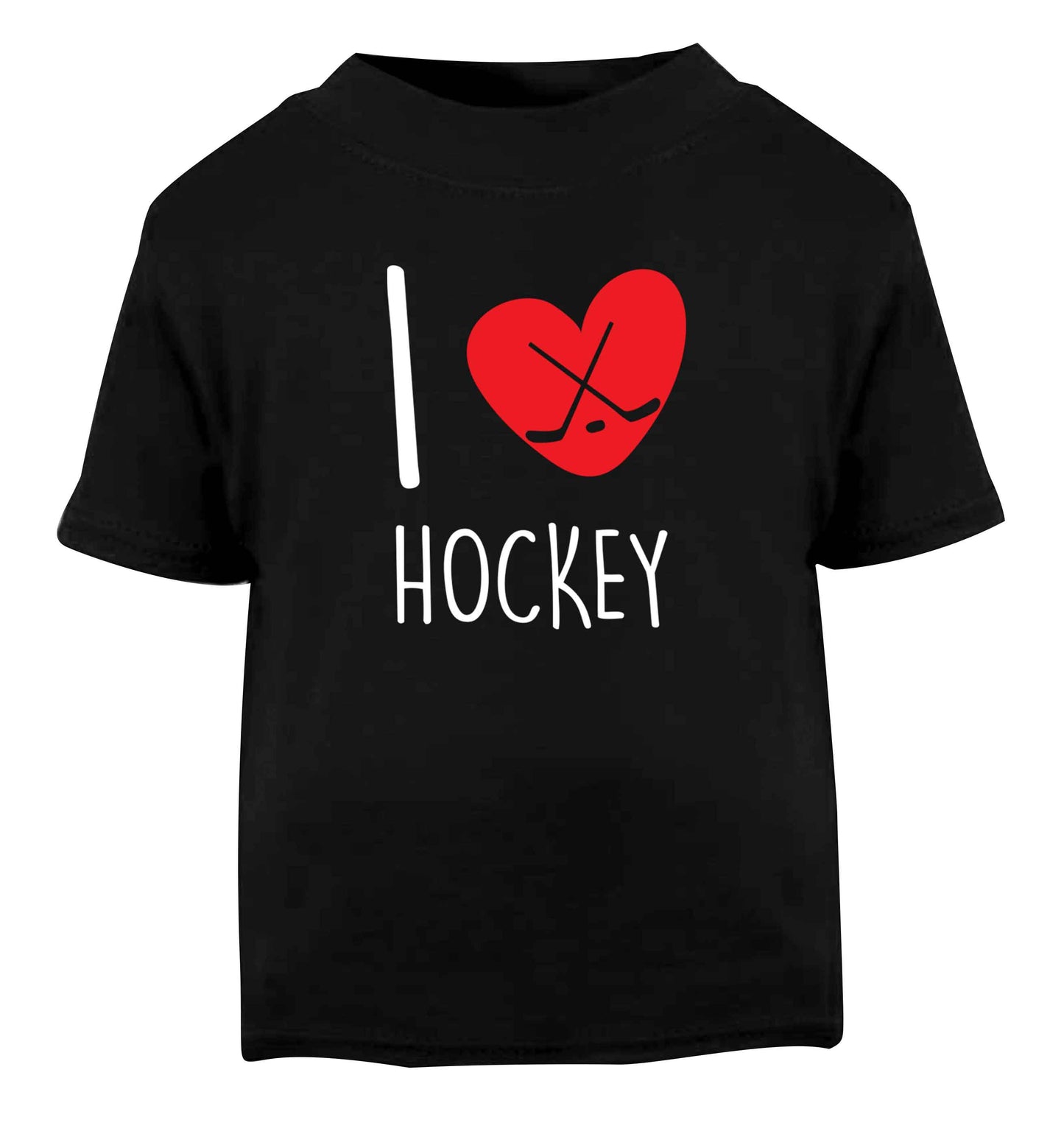 I love hockey Black Baby Toddler Tshirt 2 years