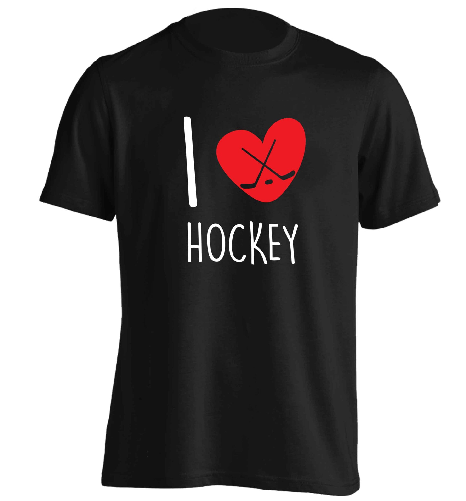 I love hockey adults unisex black Tshirt 2XL