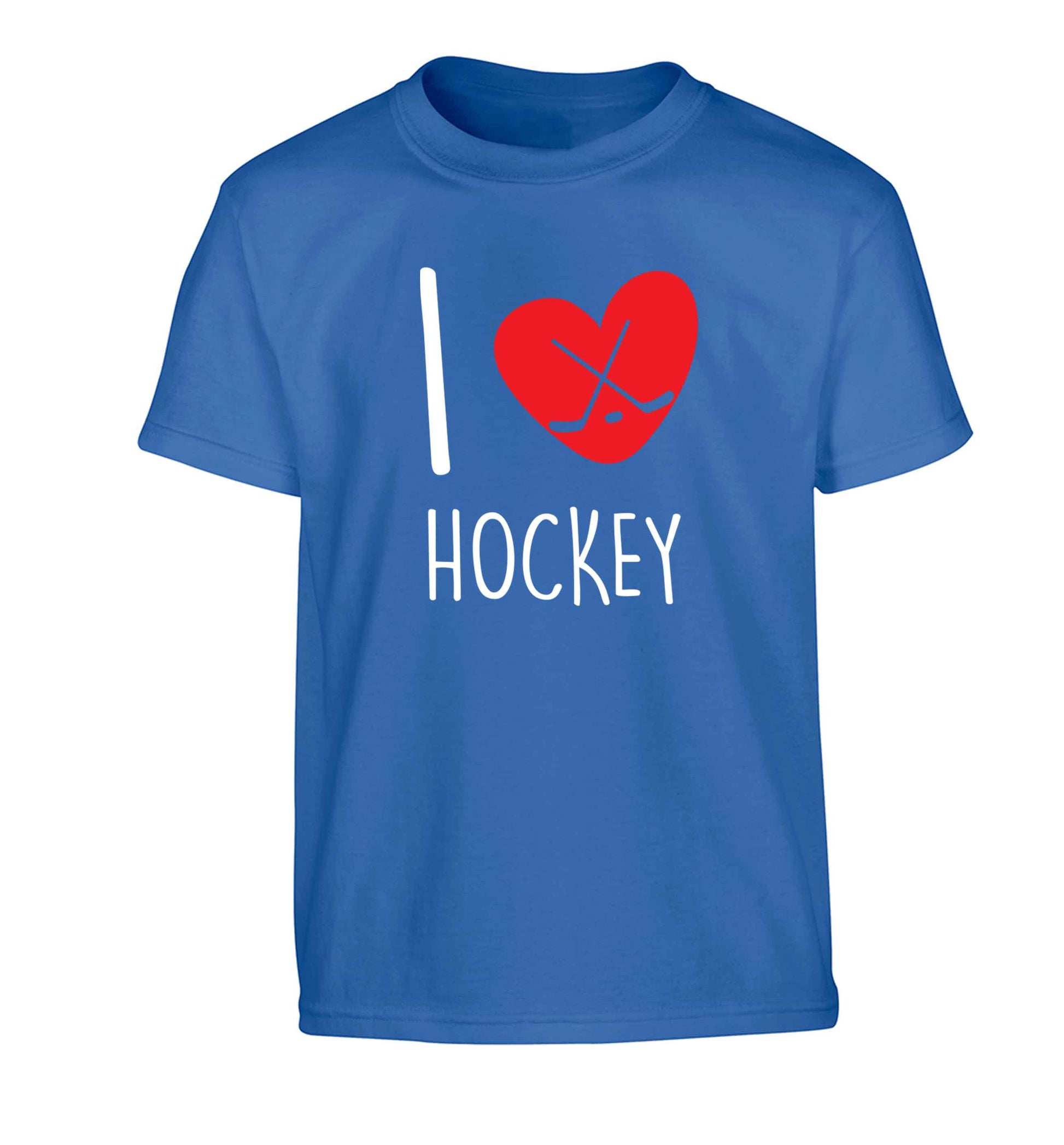 I love hockey Children's blue Tshirt 12-13 Years
