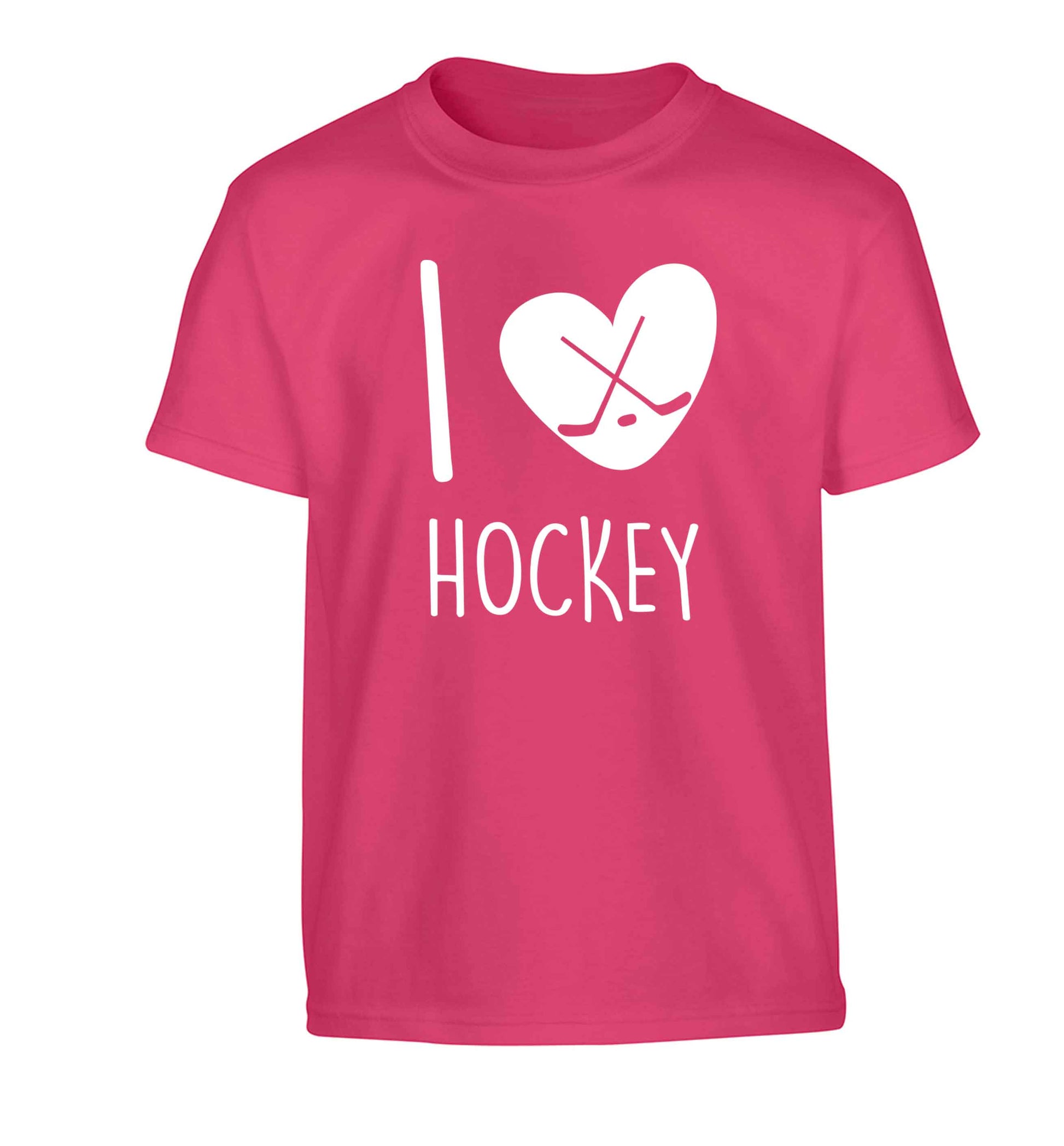 I love hockey Children's pink Tshirt 12-13 Years