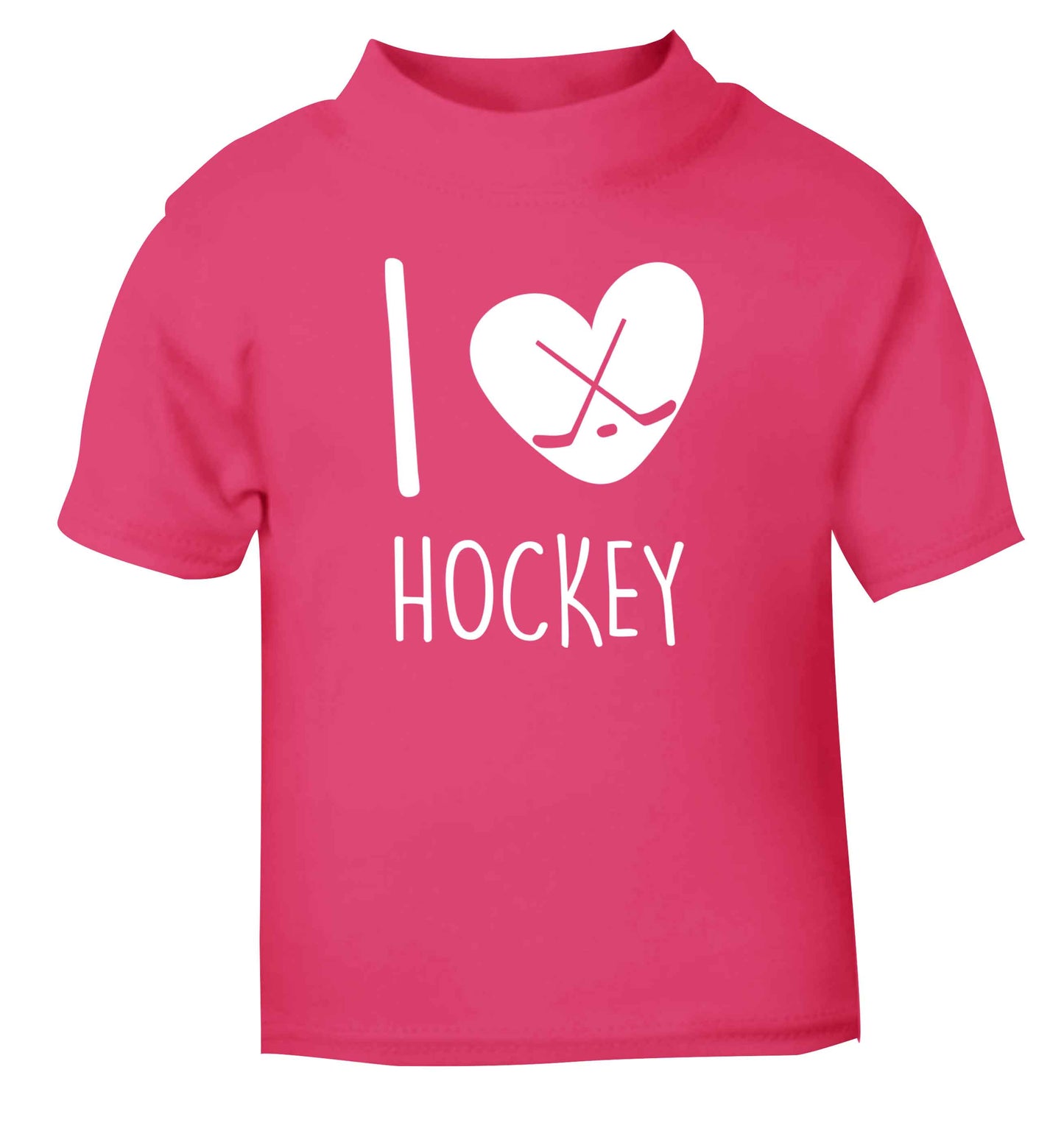I love hockey pink Baby Toddler Tshirt 2 Years