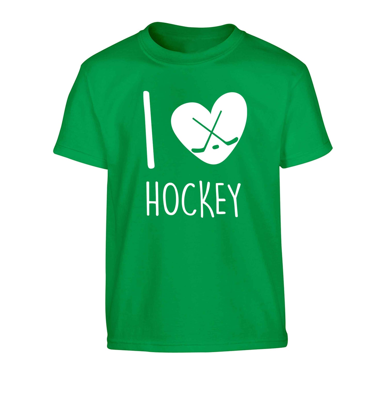 I love hockey Children's green Tshirt 12-13 Years