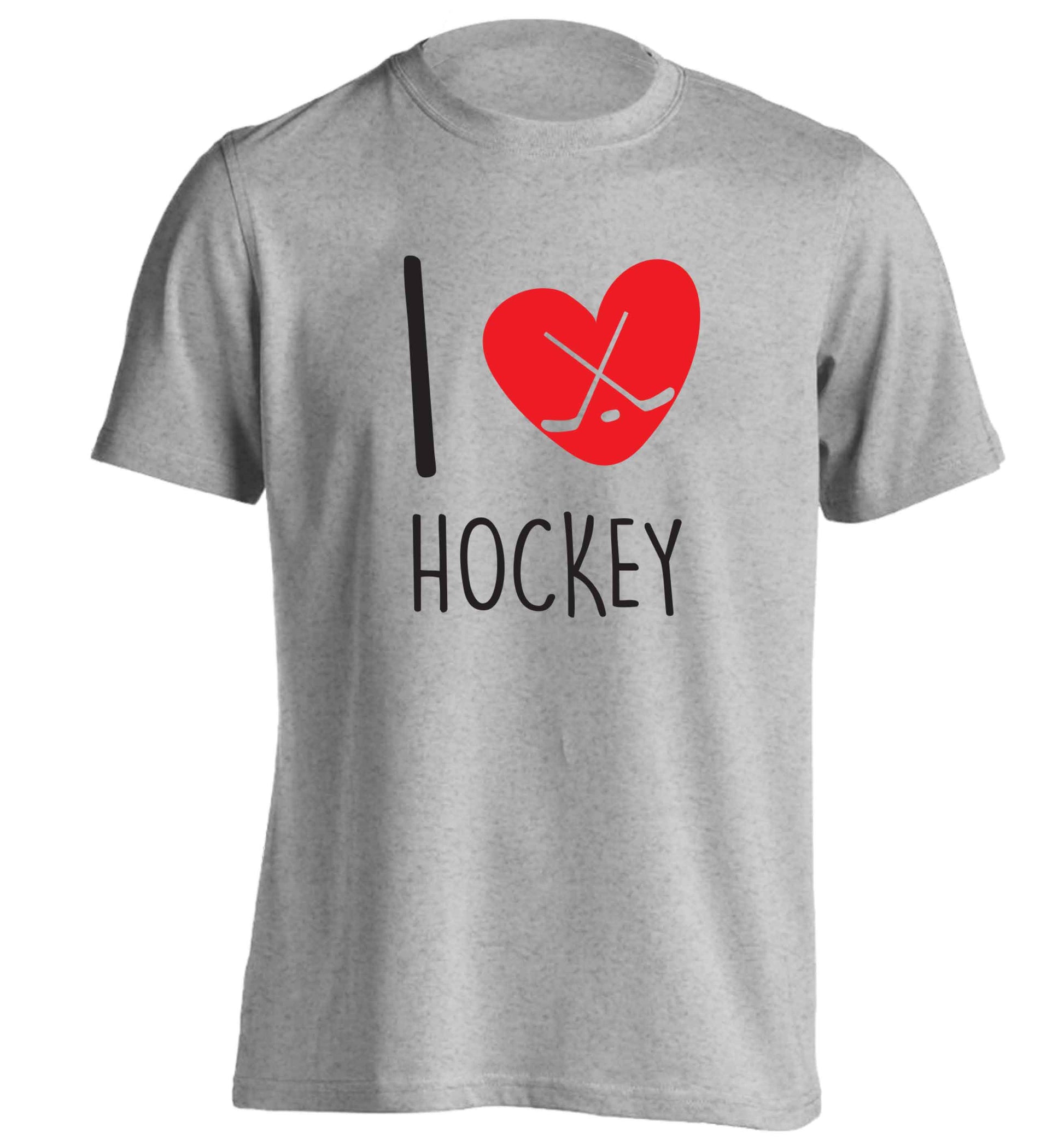I love hockey adults unisex grey Tshirt 2XL