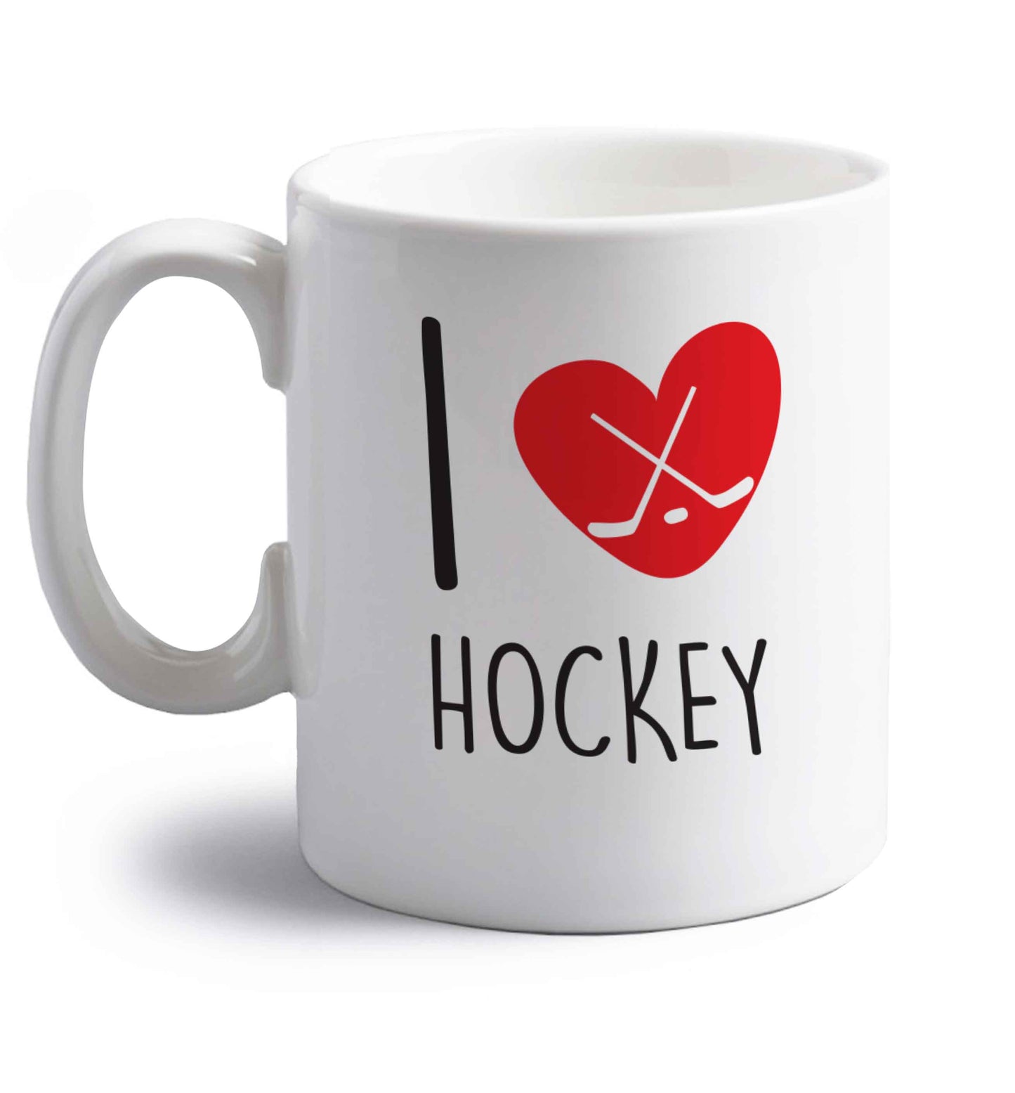 I love hockey right handed white ceramic mug 