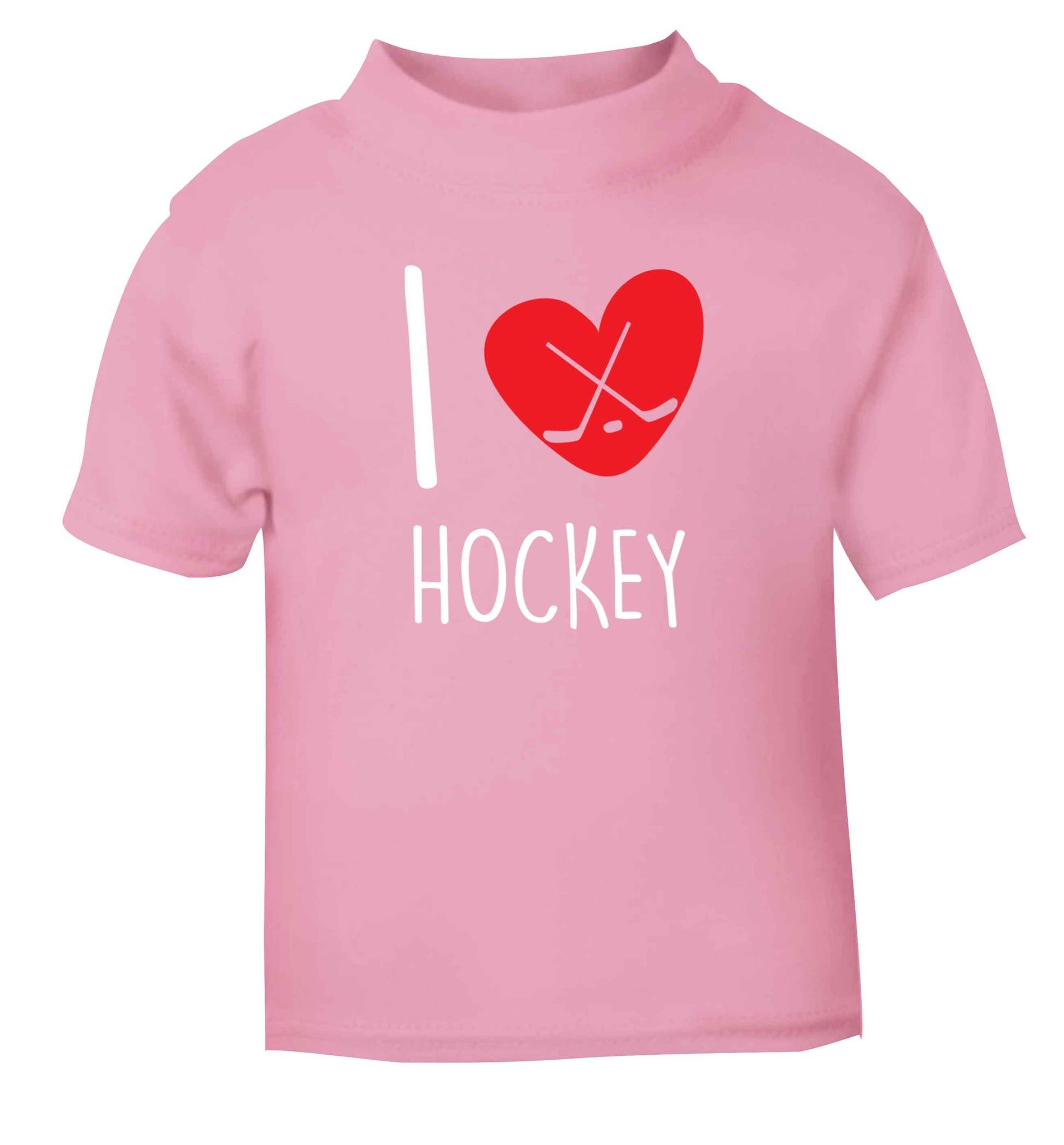 I love hockey light pink Baby Toddler Tshirt 2 Years