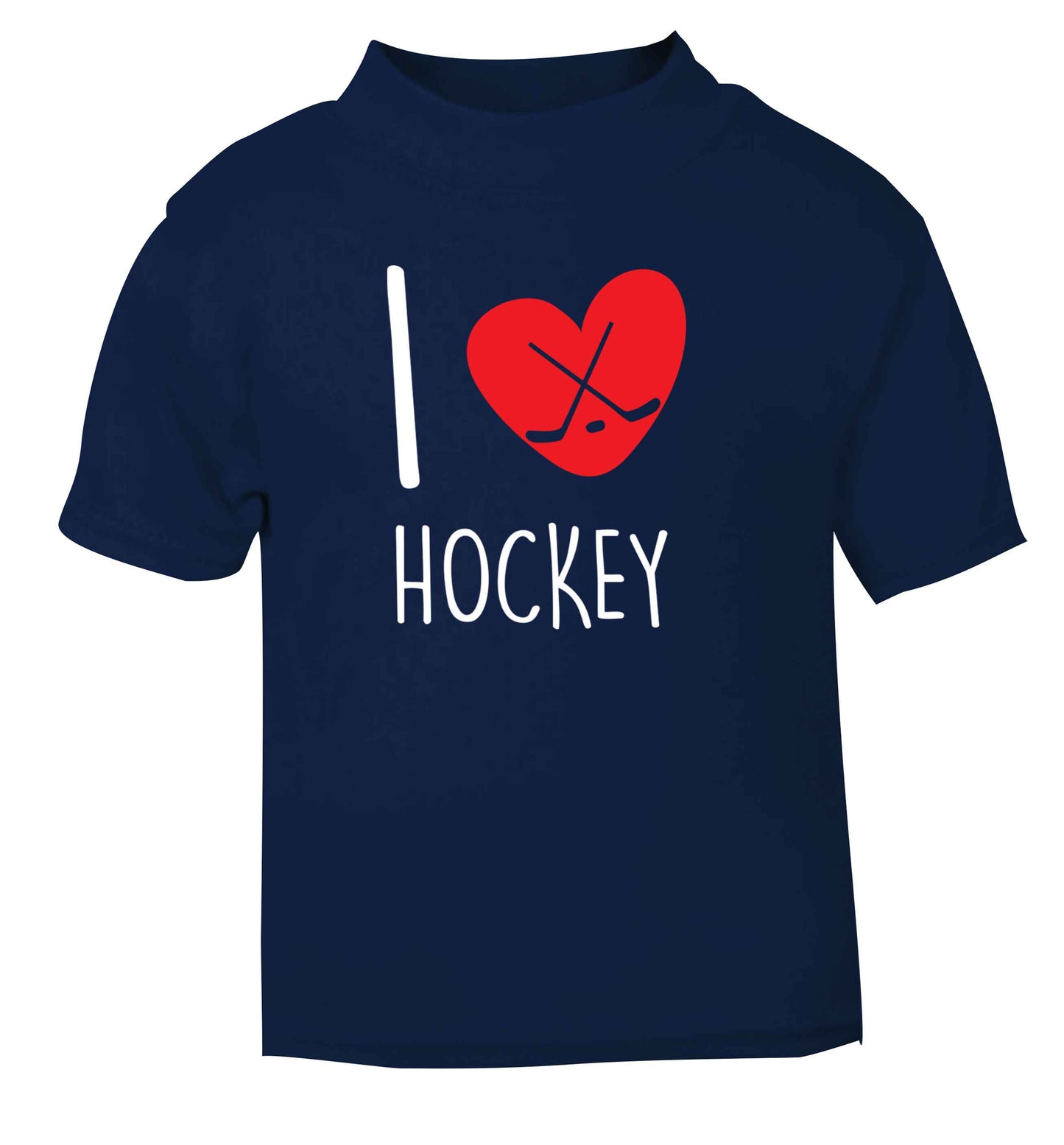 I love hockey navy Baby Toddler Tshirt 2 Years
