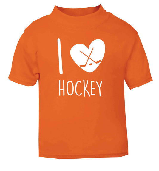 I love hockey orange Baby Toddler Tshirt 2 Years