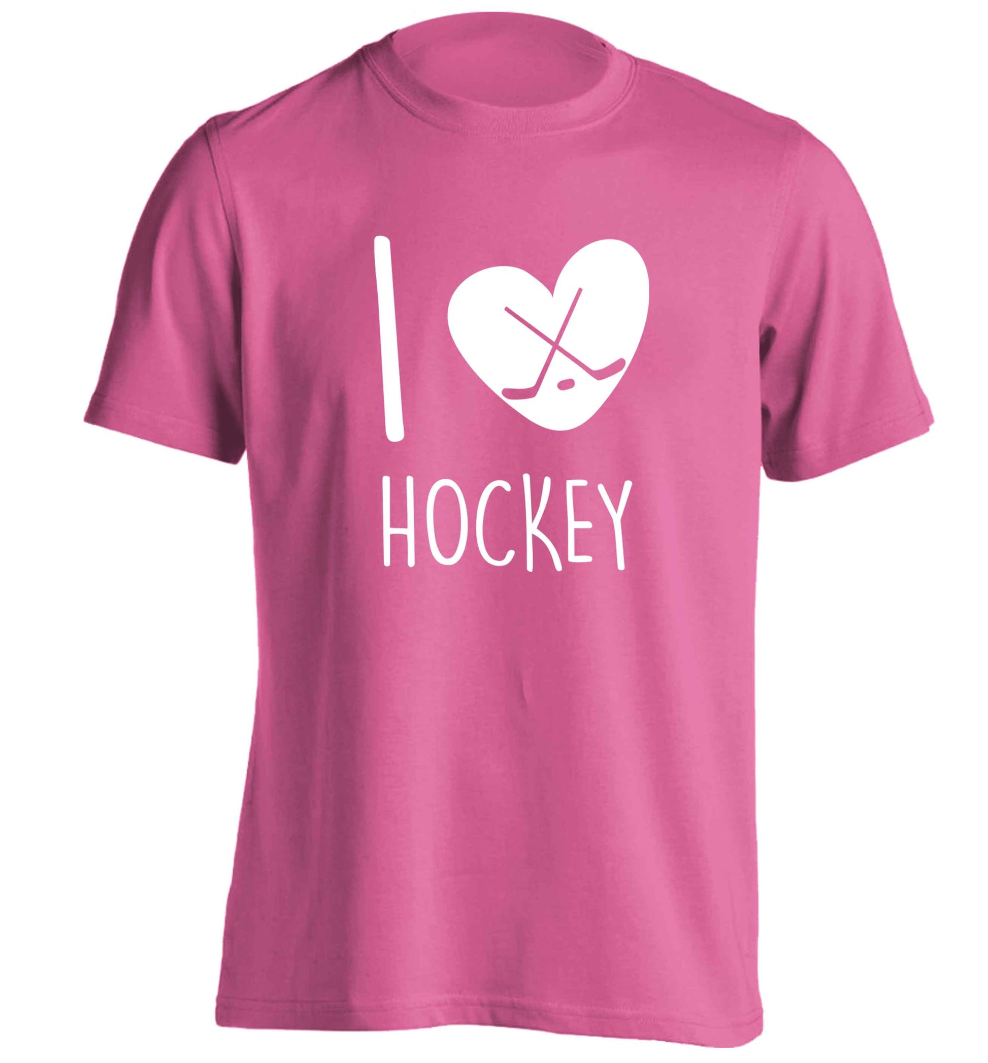 I love hockey adults unisex pink Tshirt 2XL