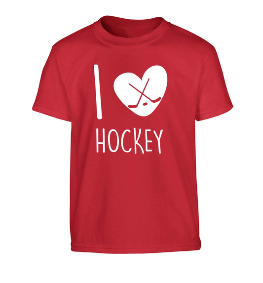I love hockey Children's red Tshirt 12-13 Years