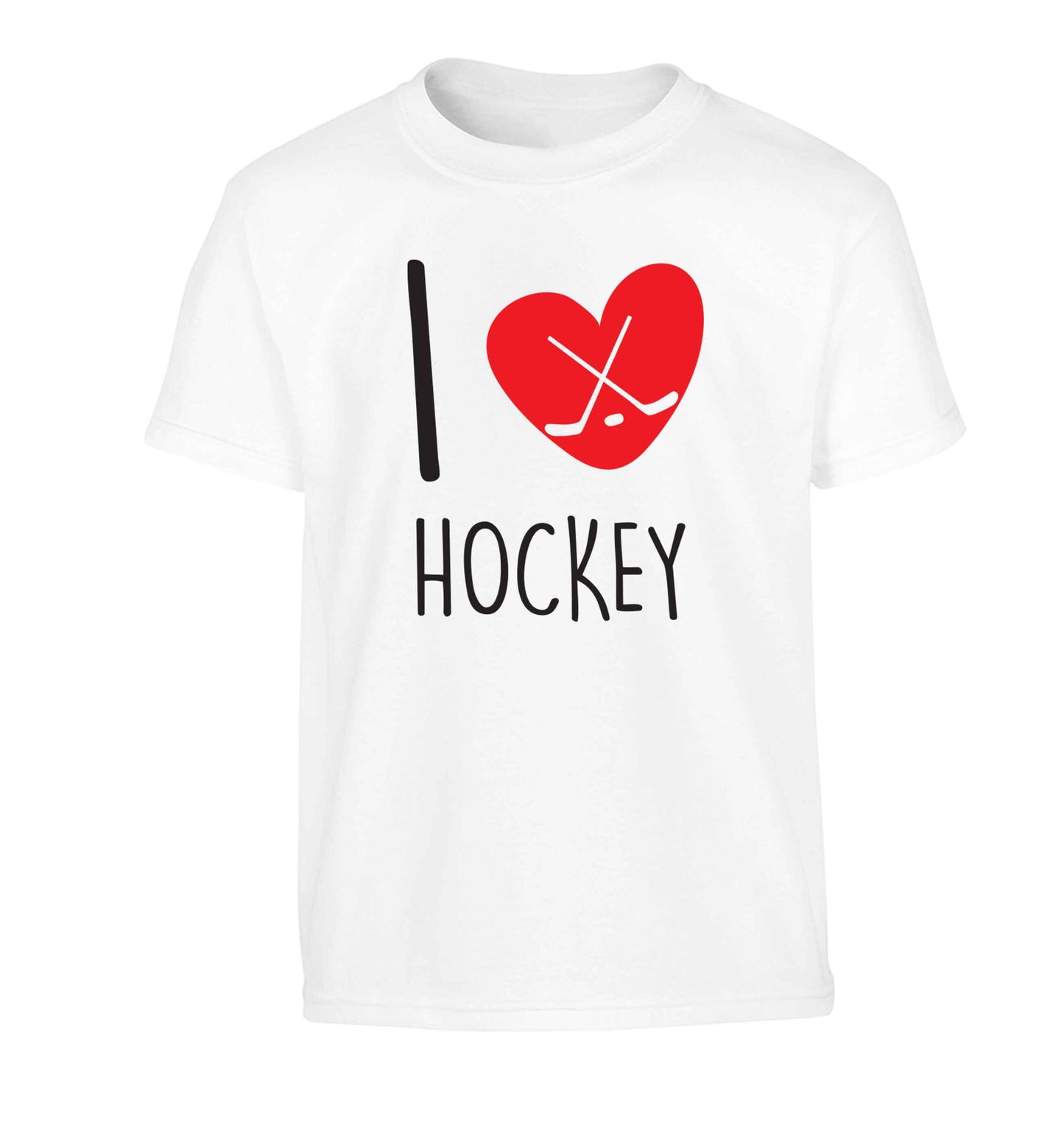 I love hockey Children's white Tshirt 12-13 Years