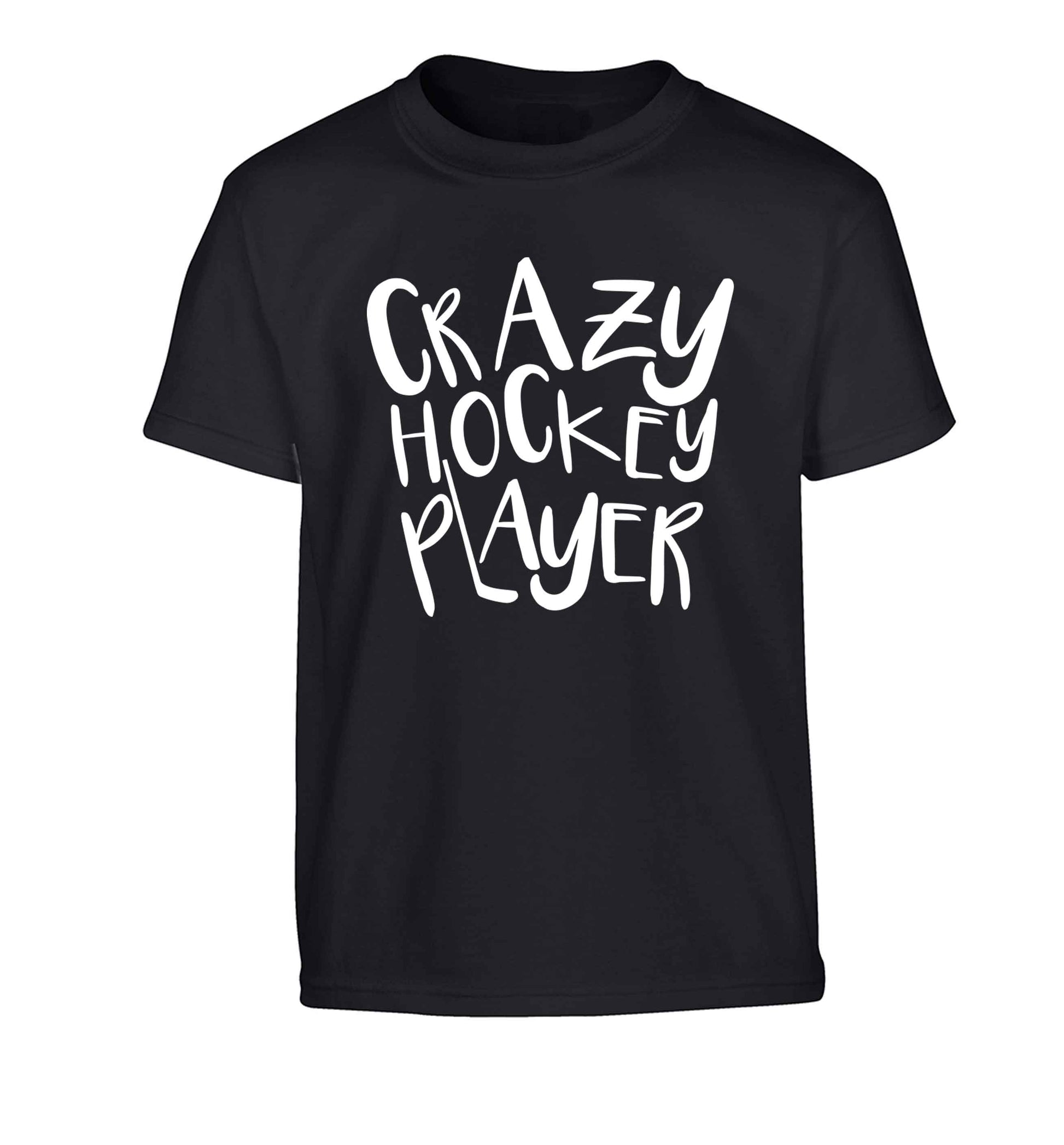 Crazy hockey player Children's black Tshirt 12-13 Years