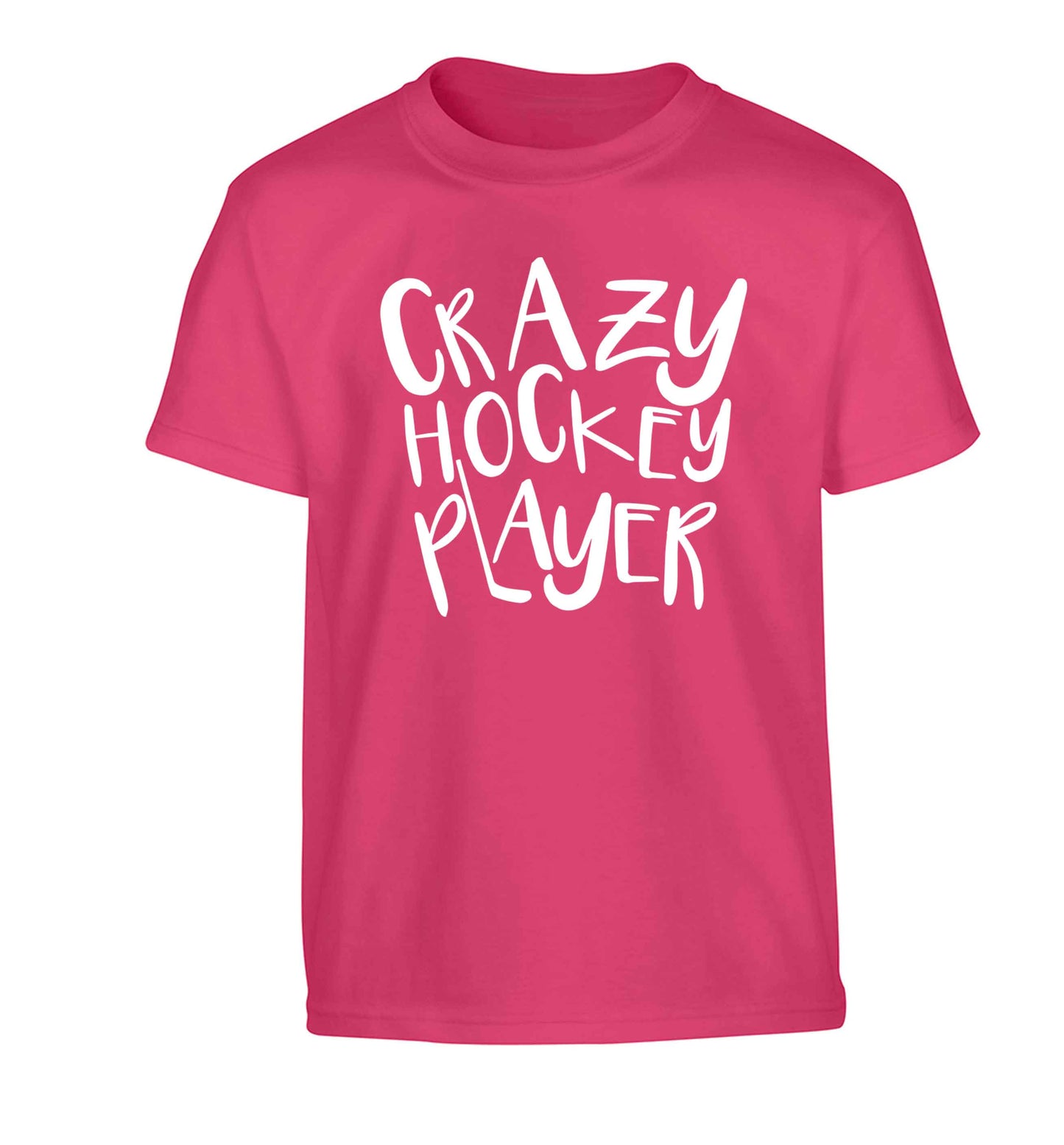 Crazy hockey player Children's pink Tshirt 12-13 Years