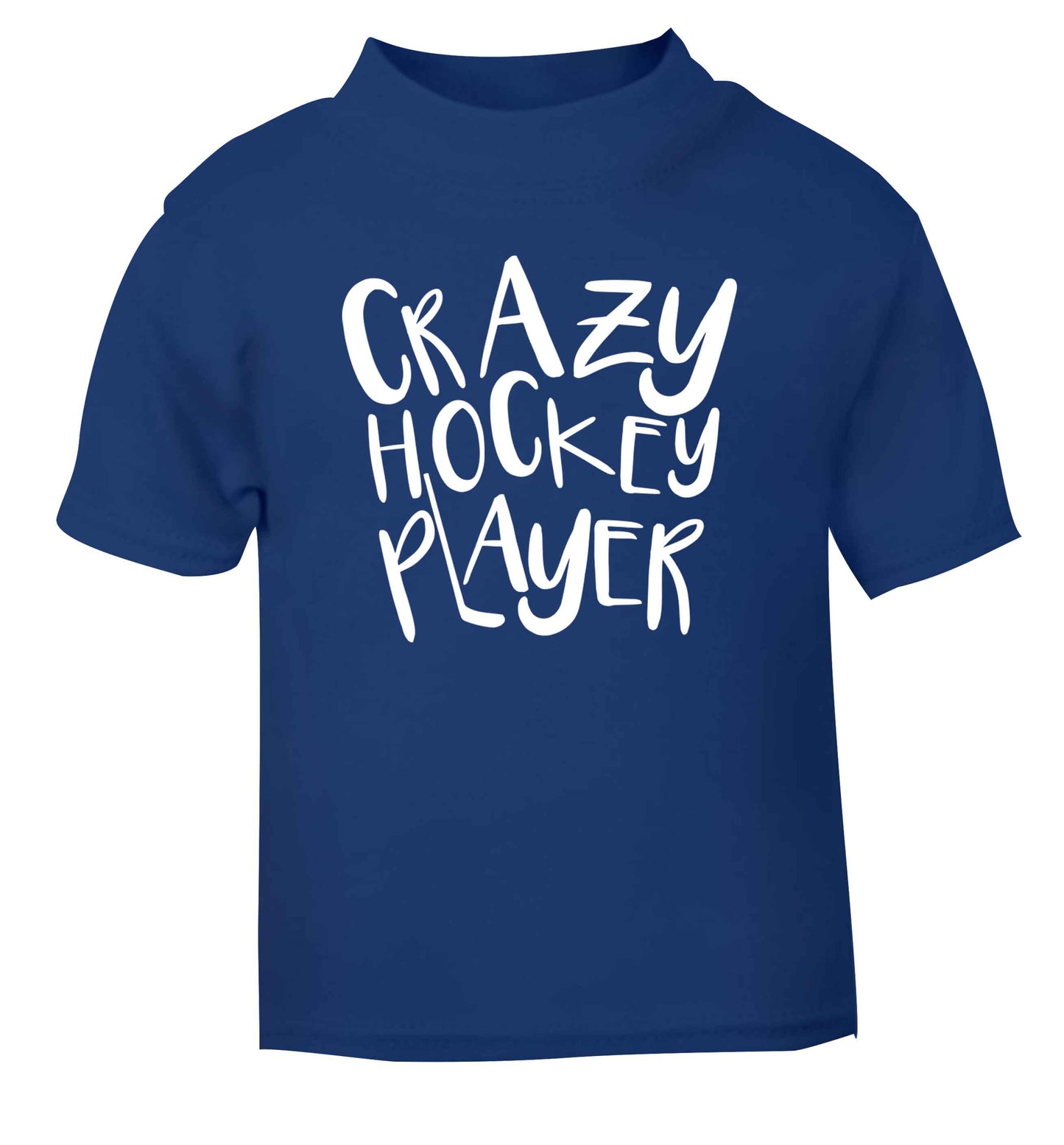 Crazy hockey player blue Baby Toddler Tshirt 2 Years