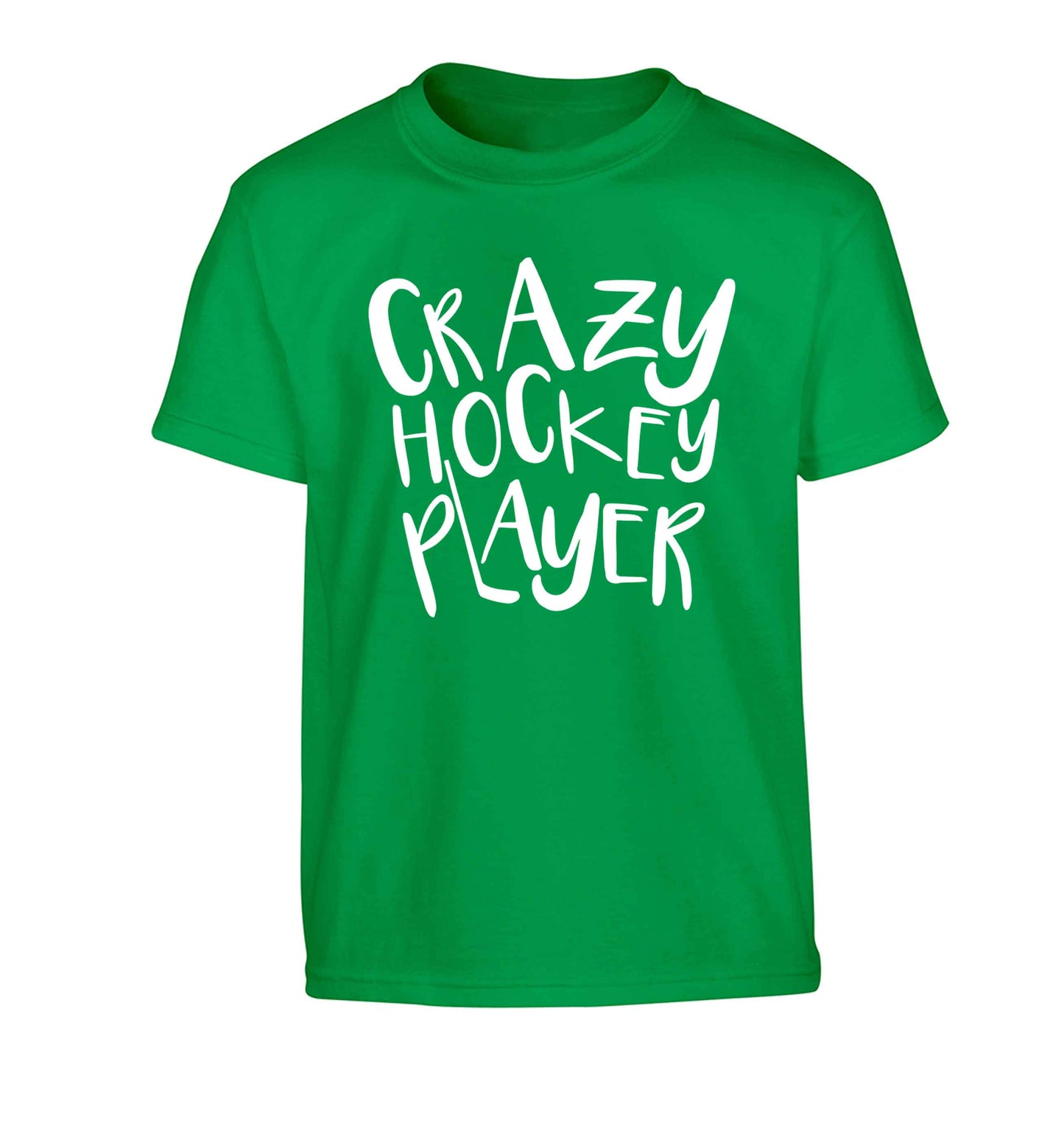 Crazy hockey player Children's green Tshirt 12-13 Years