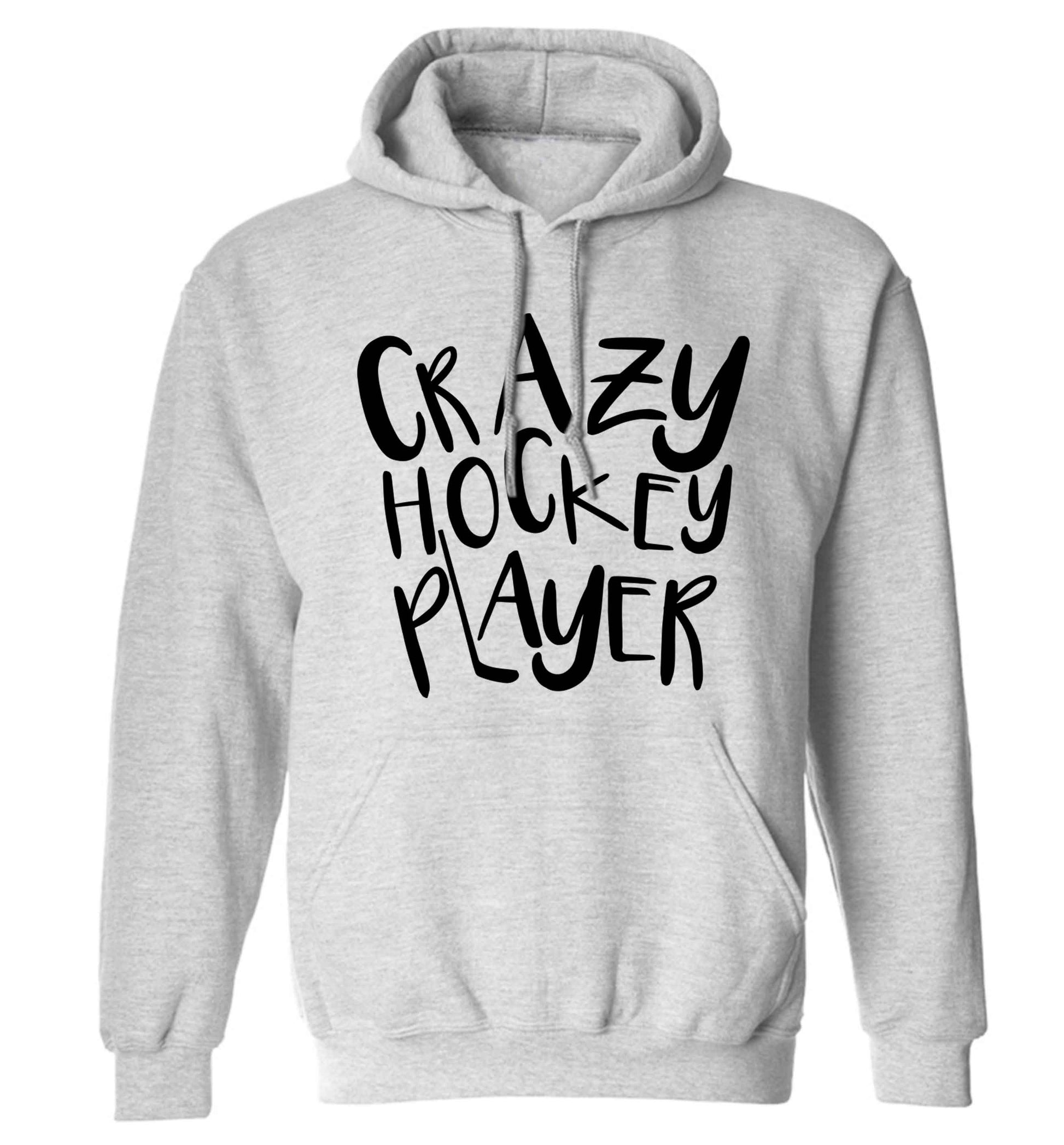 Crazy hockey player adults unisex grey hoodie 2XL