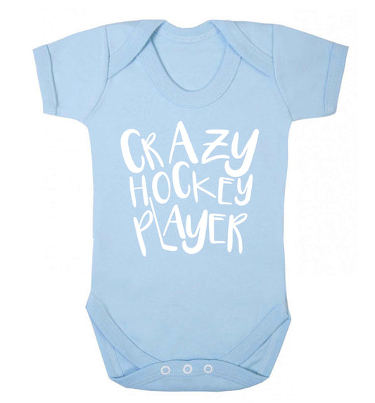 Crazy hockey player Baby Vest pale blue 18-24 months