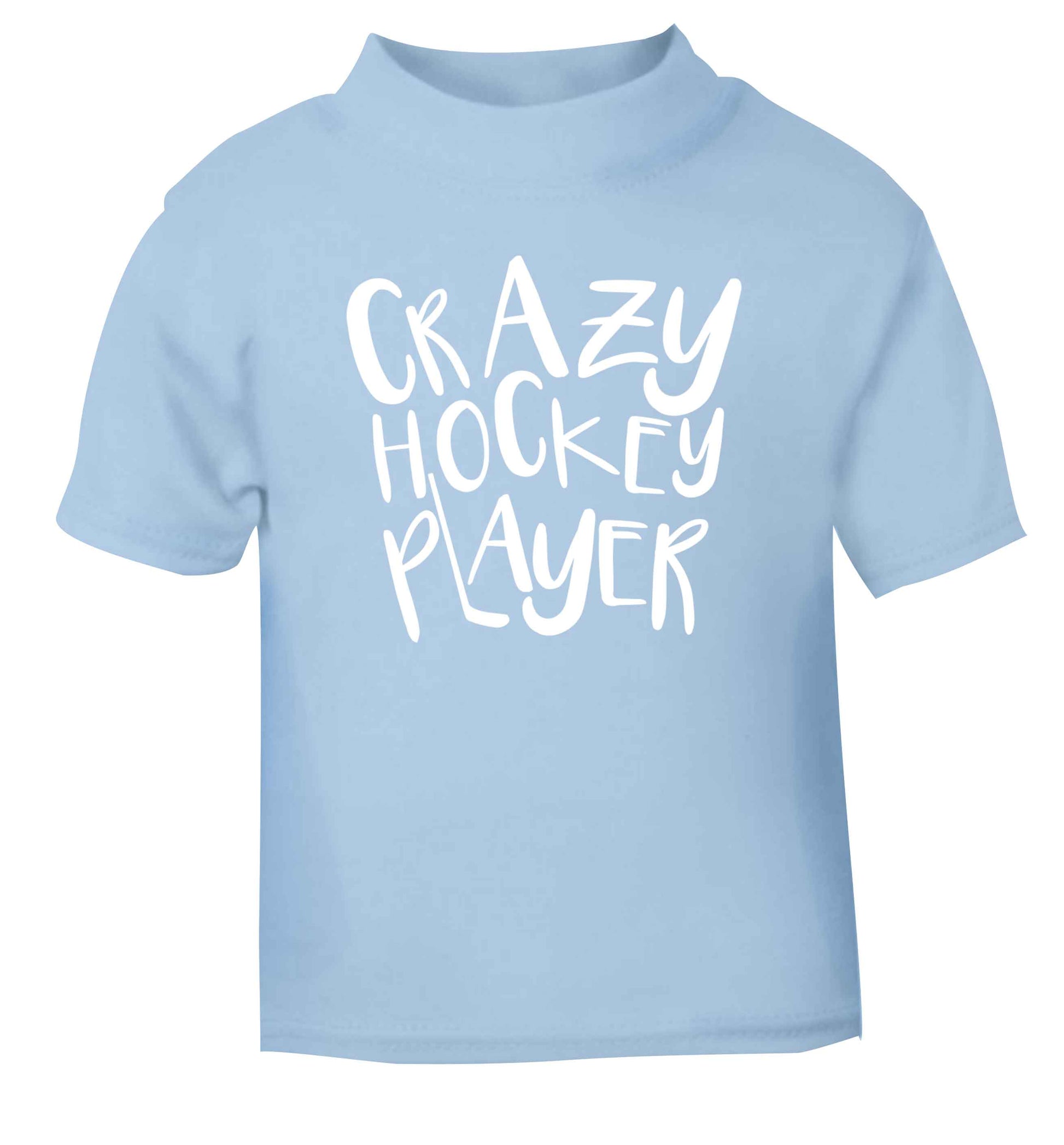 Crazy hockey player light blue Baby Toddler Tshirt 2 Years